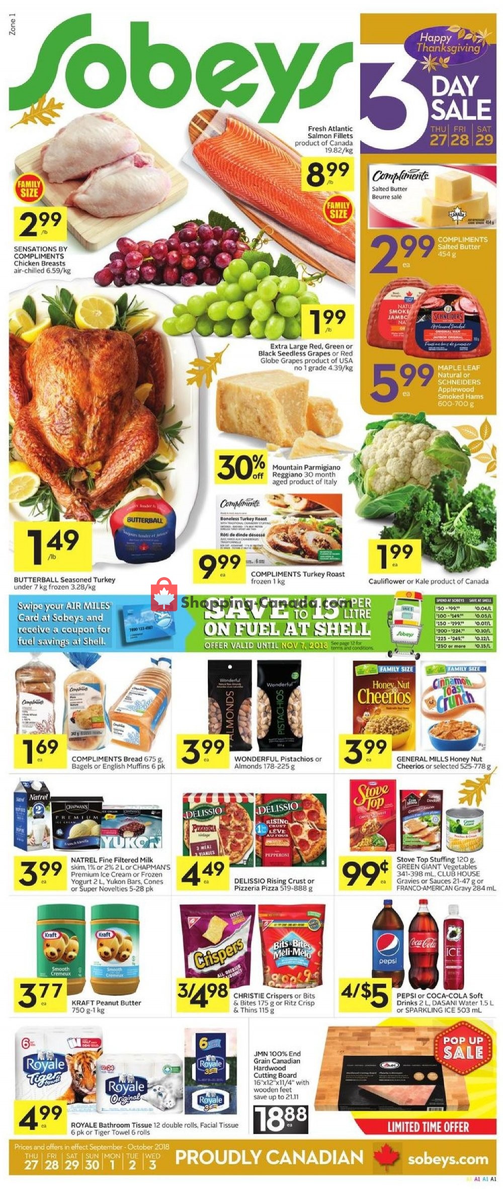 Sobeys flyer from Thursday September 27, 2018 to Wednesday October 3, 2018 - page 1