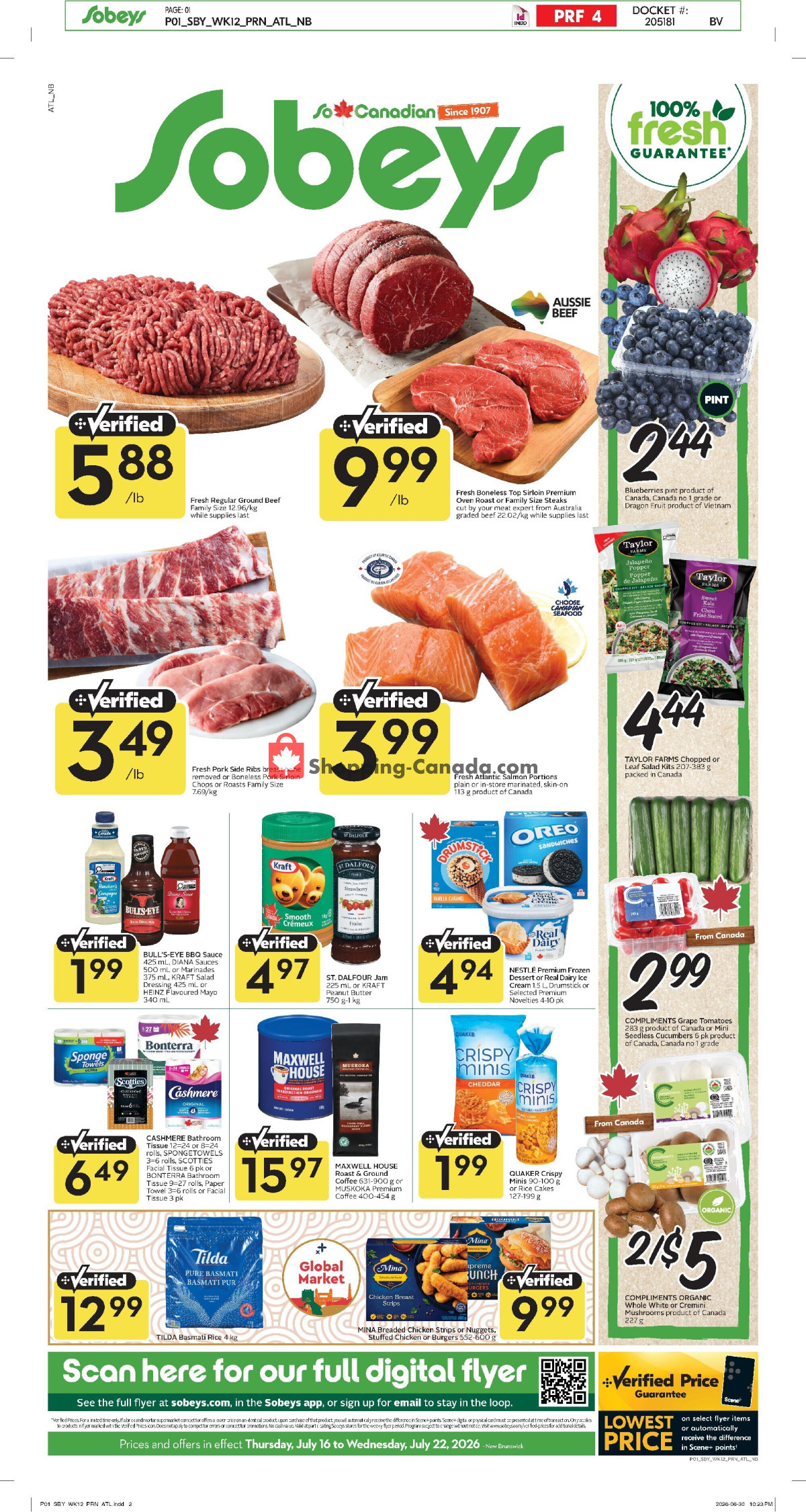 Sobeys flyer from Thursday July 16, 2026 to Wednesday July 22, 2026 - page 1