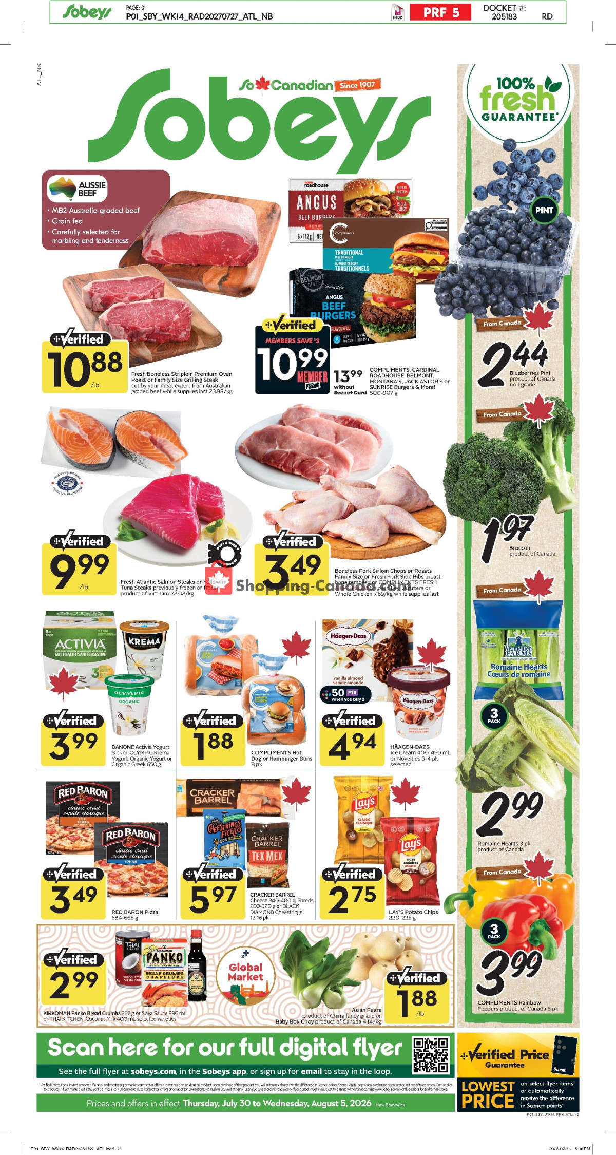 Sobeys flyer from Thursday July 30, 2026 to Wednesday August 5, 2026 - page 1