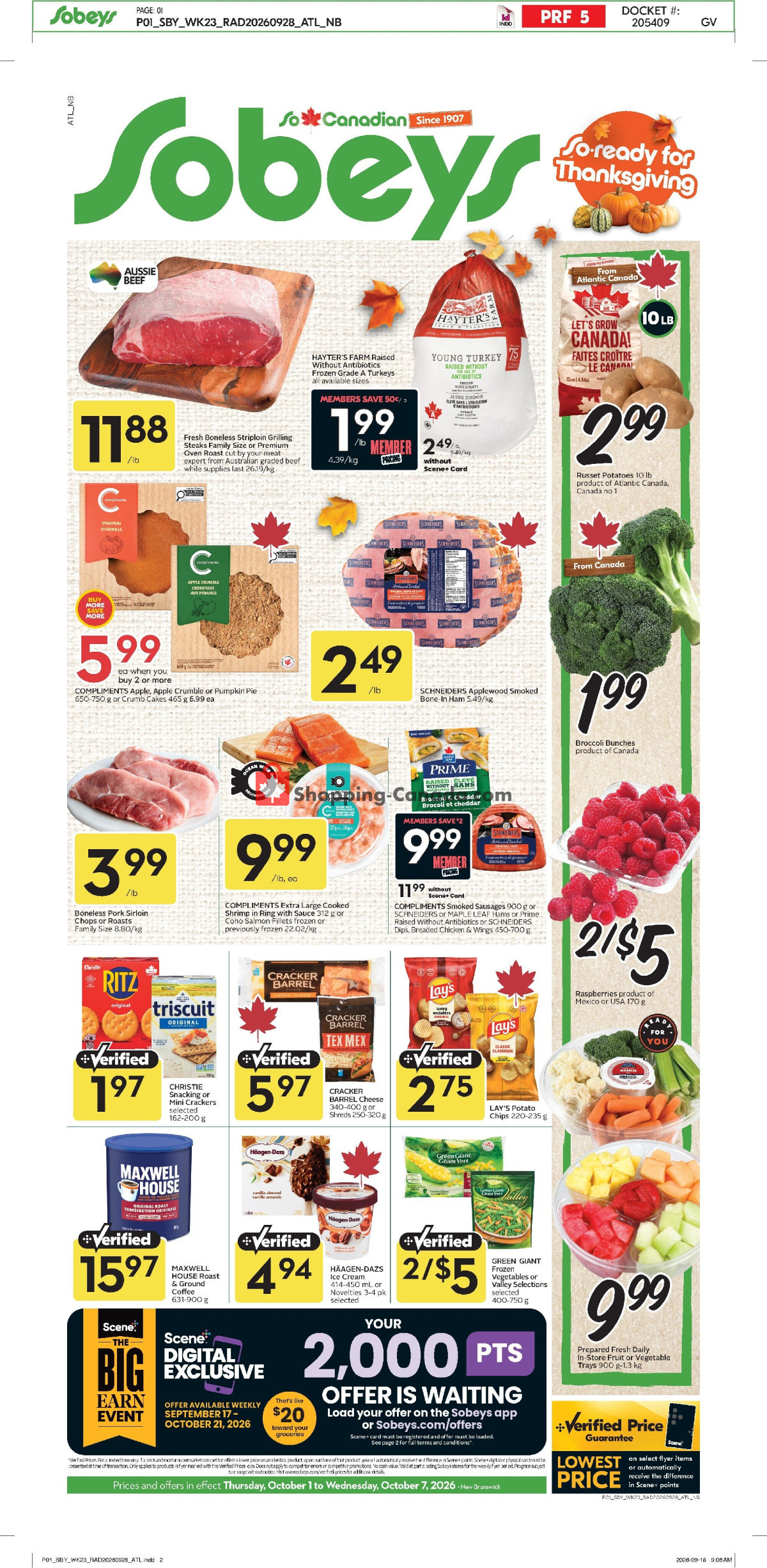 Sobeys flyer from Thursday October 1, 2026 to Wednesday October 7, 2026 - page 1