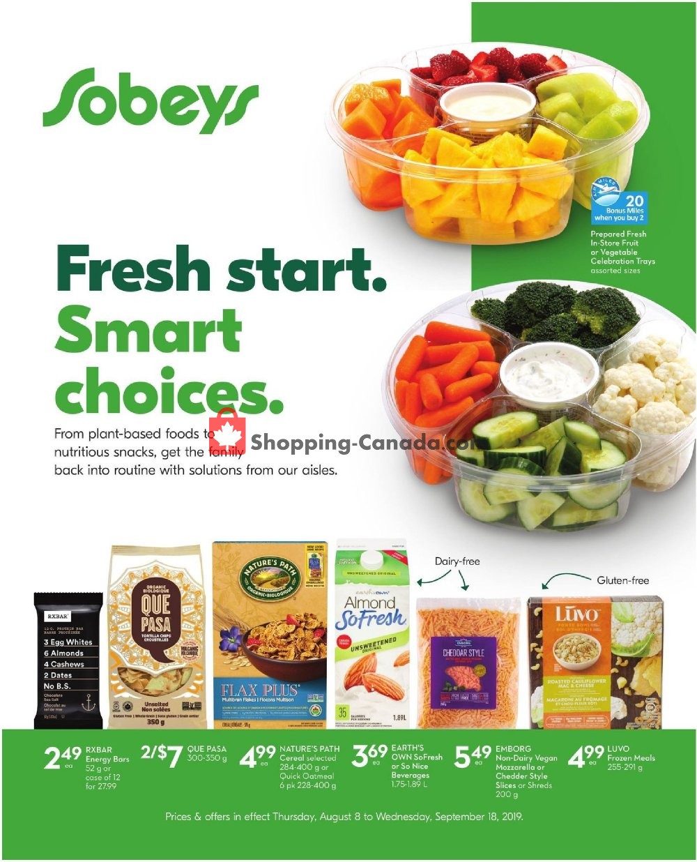 Sobeys flyer from Thursday August 8, 2019 to Wednesday September 18, 2019 - page 1