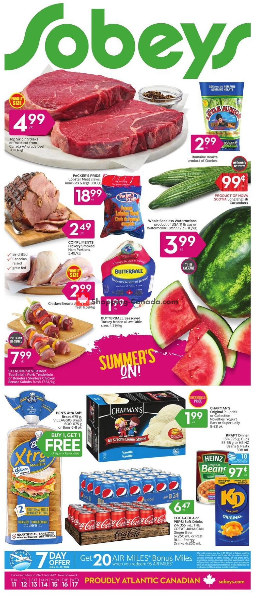 Sobeys flyer from Thursday July 11, 2019 to Wednesday July 17, 2019 - page 1