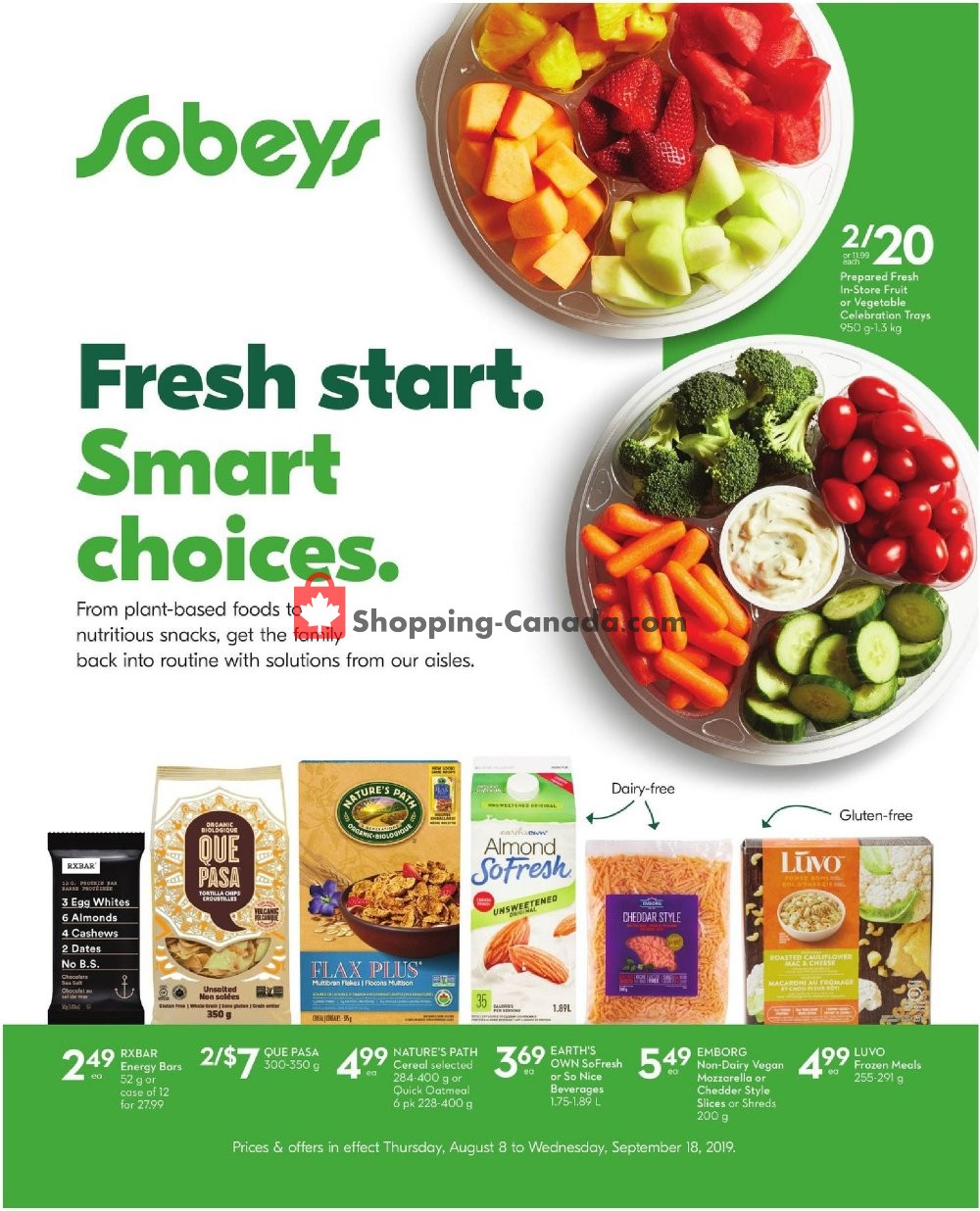 Sobeys flyer from Thursday August 8, 2019 to Wednesday September 18, 2019 - page 1