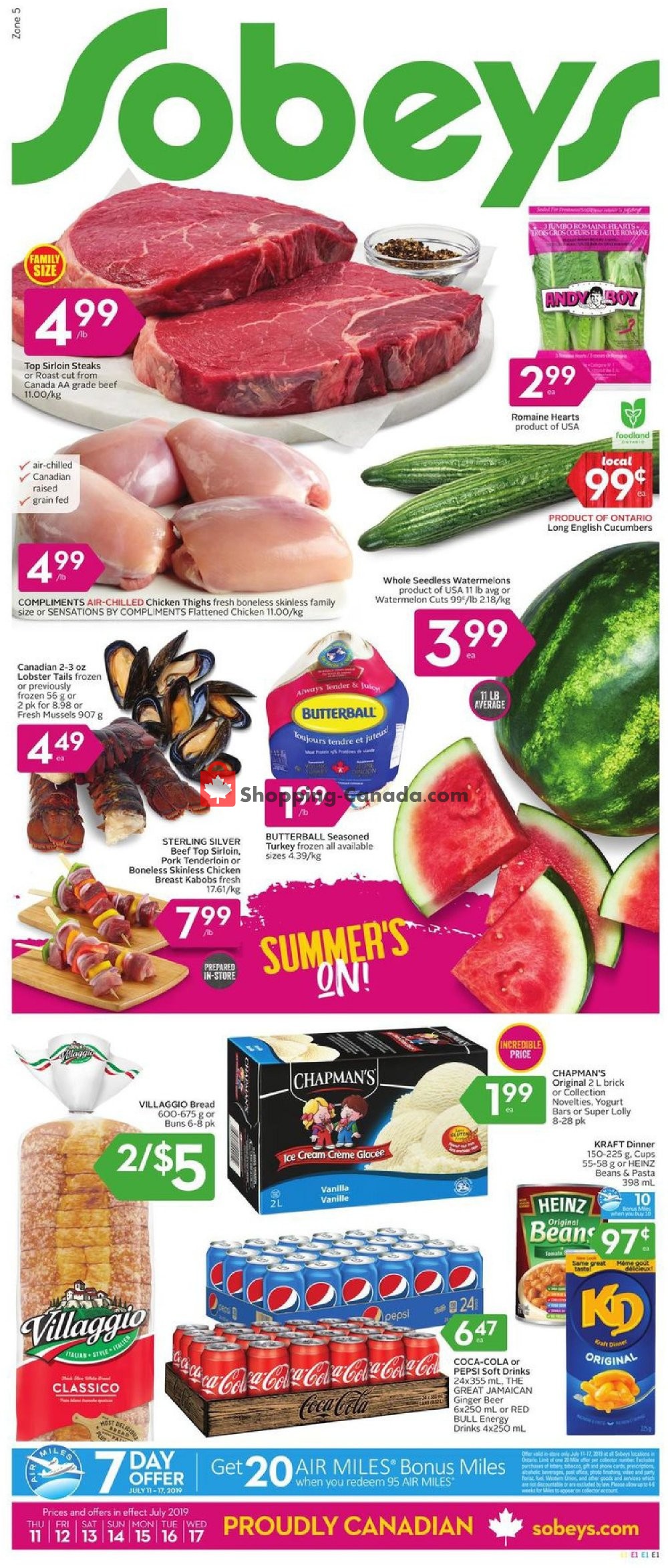 Sobeys flyer from Thursday July 11, 2019 to Wednesday July 17, 2019 - page 1