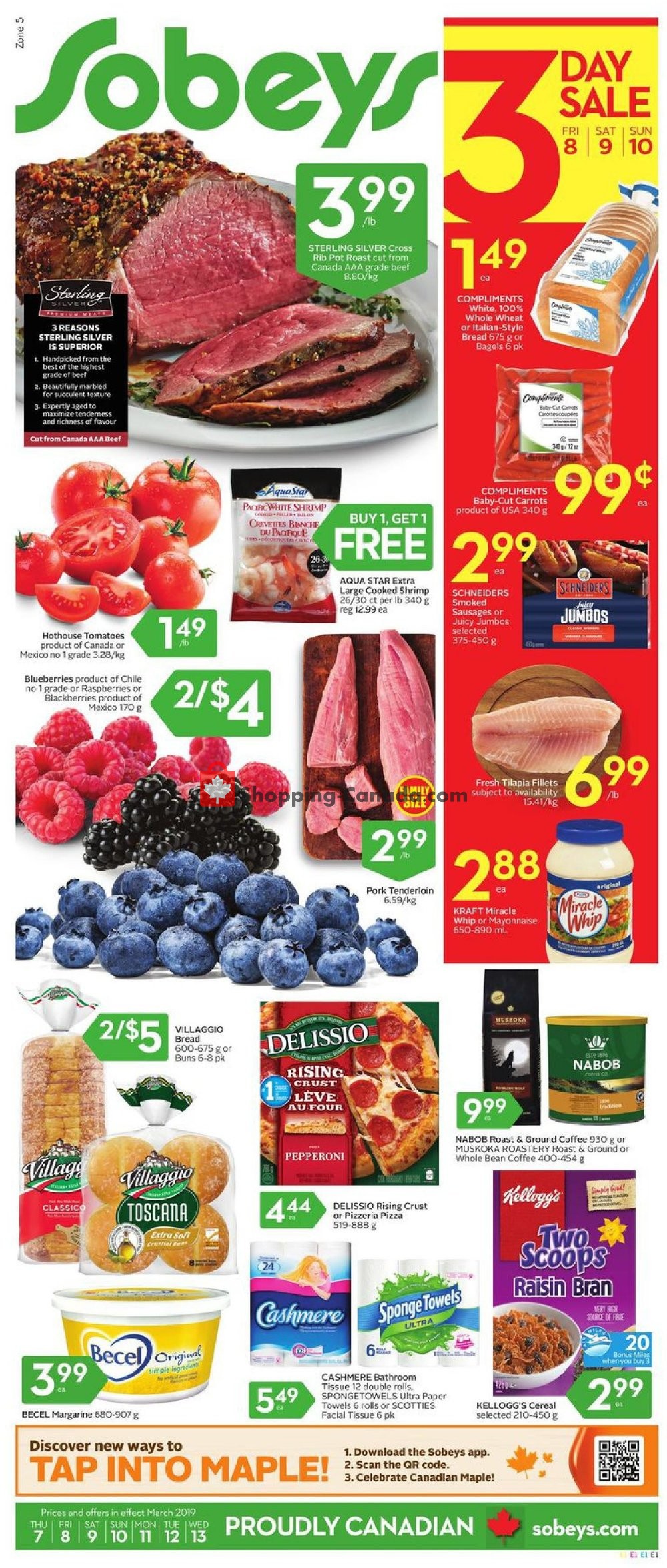 Sobeys flyer from Thursday March 7, 2019 to Wednesday March 13, 2019 - page 1