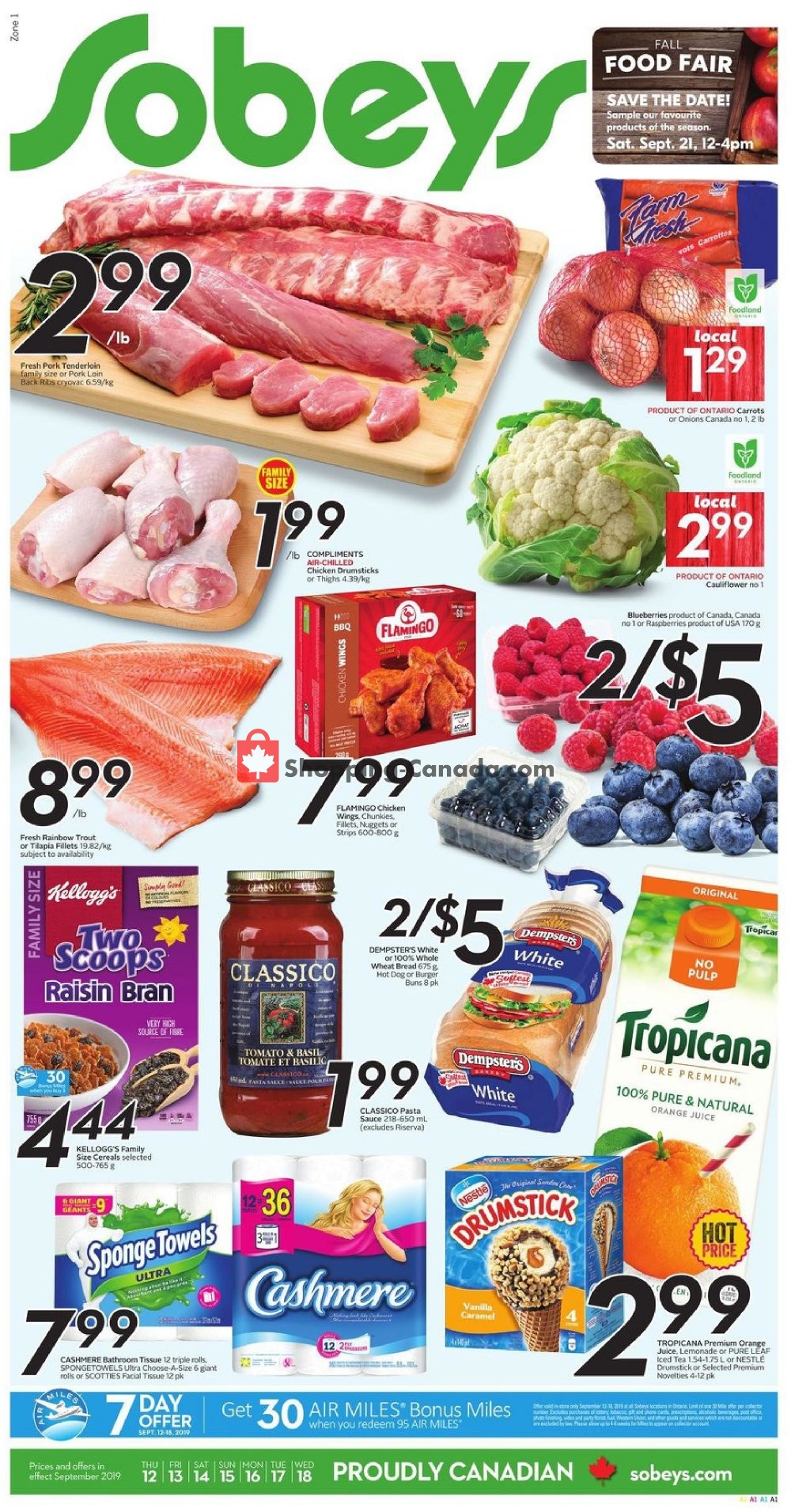 Sobeys flyer from Thursday September 12, 2019 to Wednesday September 18, 2019 - page 1
