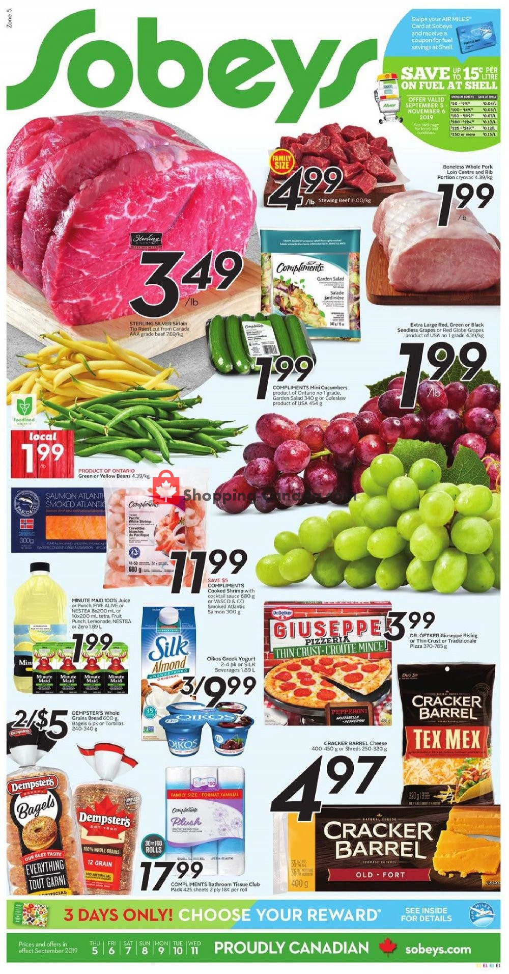 Sobeys flyer from Thursday September 5, 2019 to Wednesday September 11, 2019 - page 1