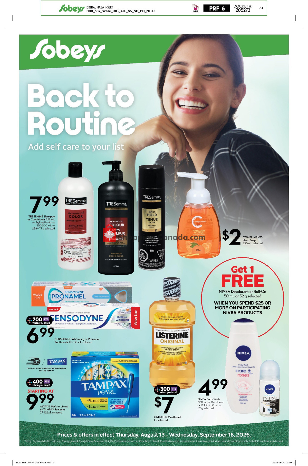 Sobeys flyer from Thursday August 13, 2026 to Wednesday September 16, 2026 - page 1