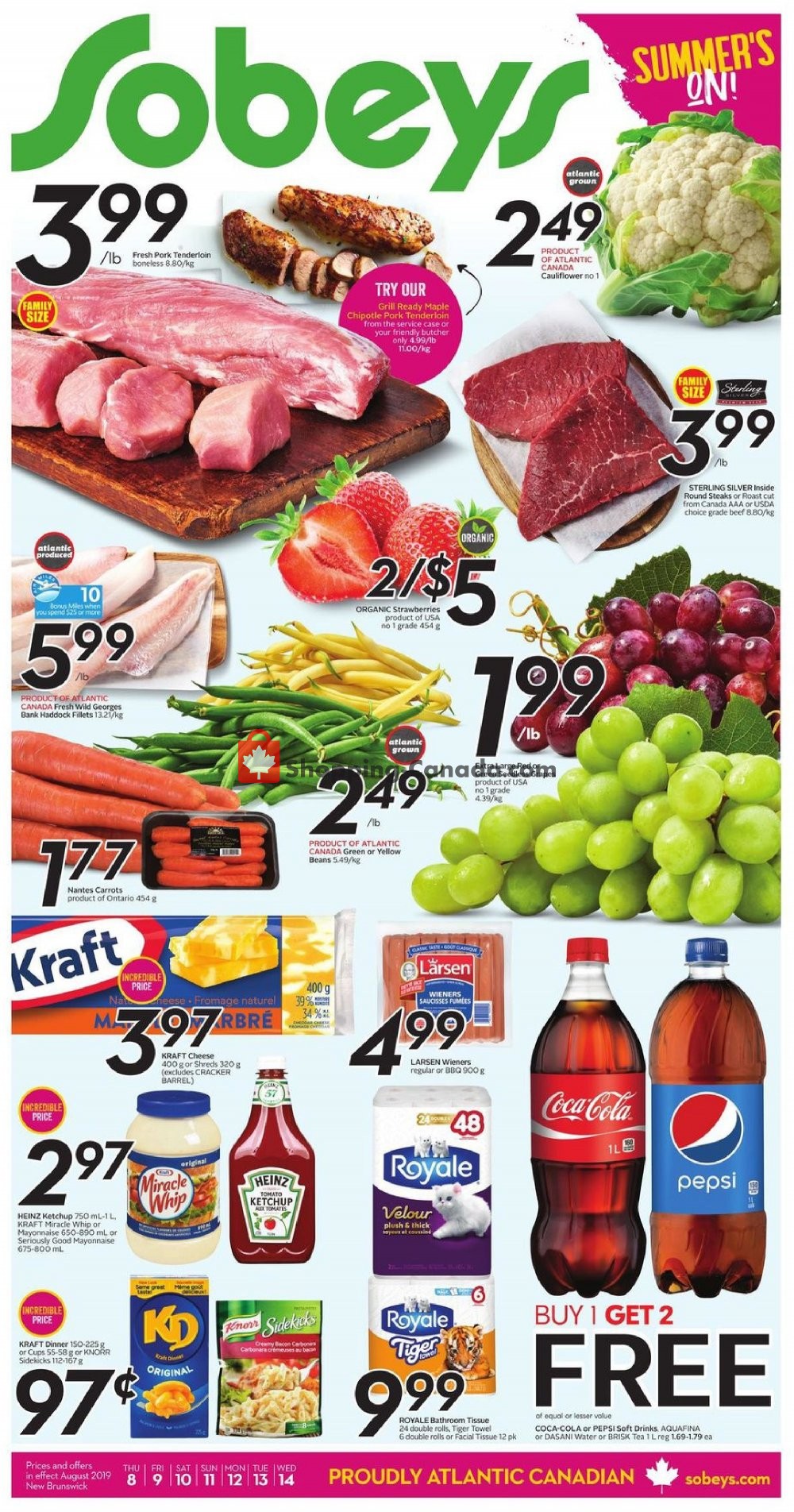 Sobeys flyer from Thursday August 8, 2019 to Wednesday August 14, 2019 - page 1