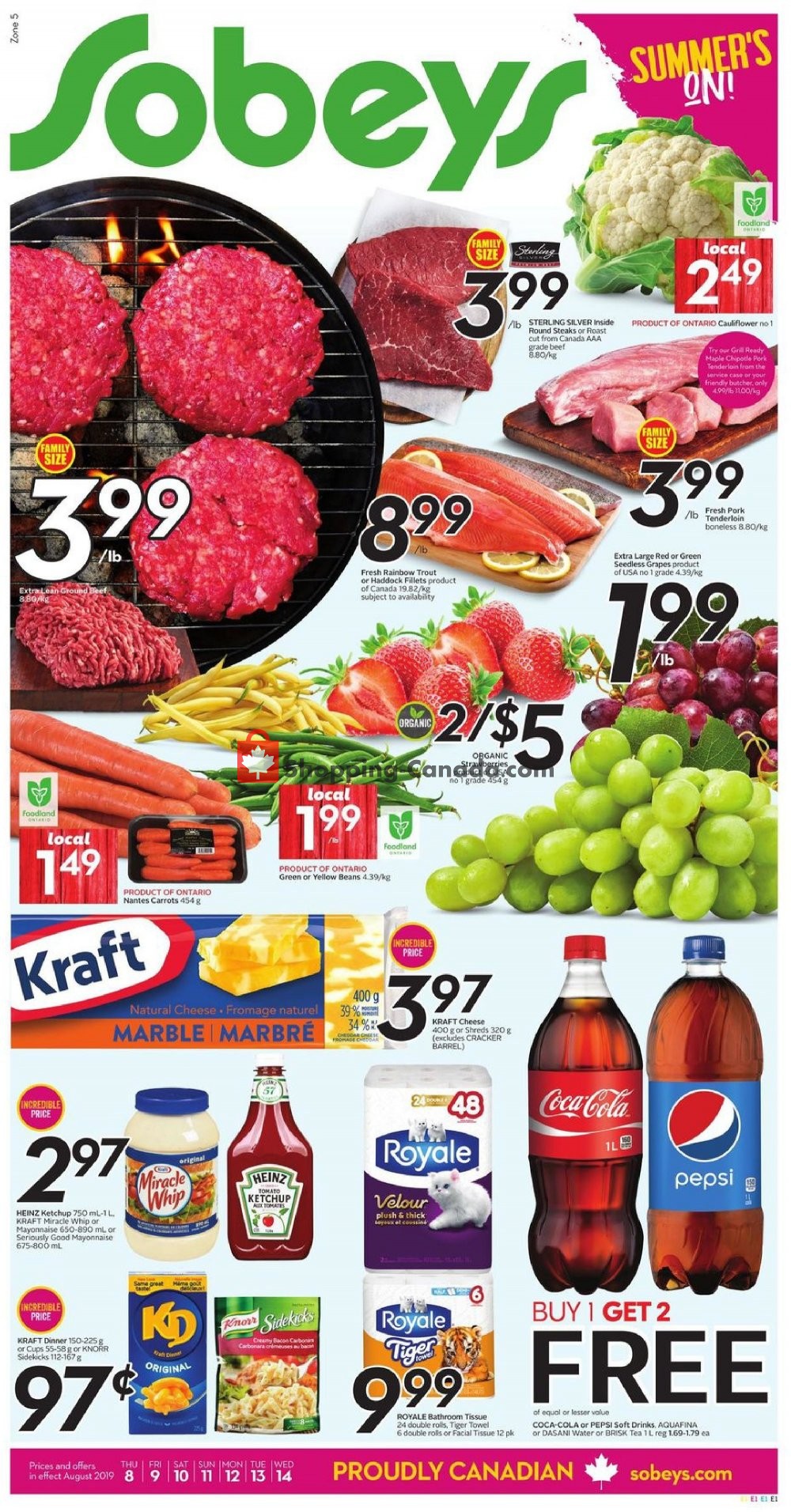 Sobeys flyer from Thursday August 8, 2019 to Wednesday August 14, 2019 - page 1