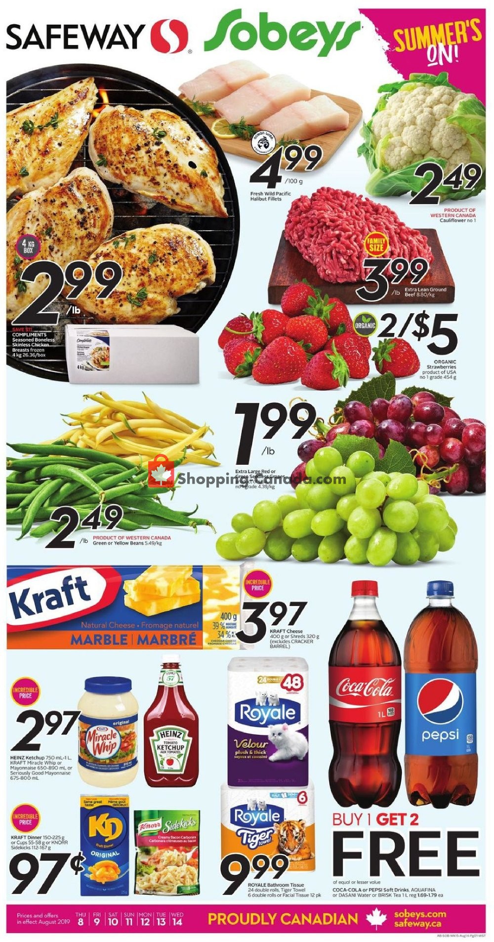 Sobeys flyer from Thursday August 8, 2019 to Wednesday August 14, 2019 - page 1