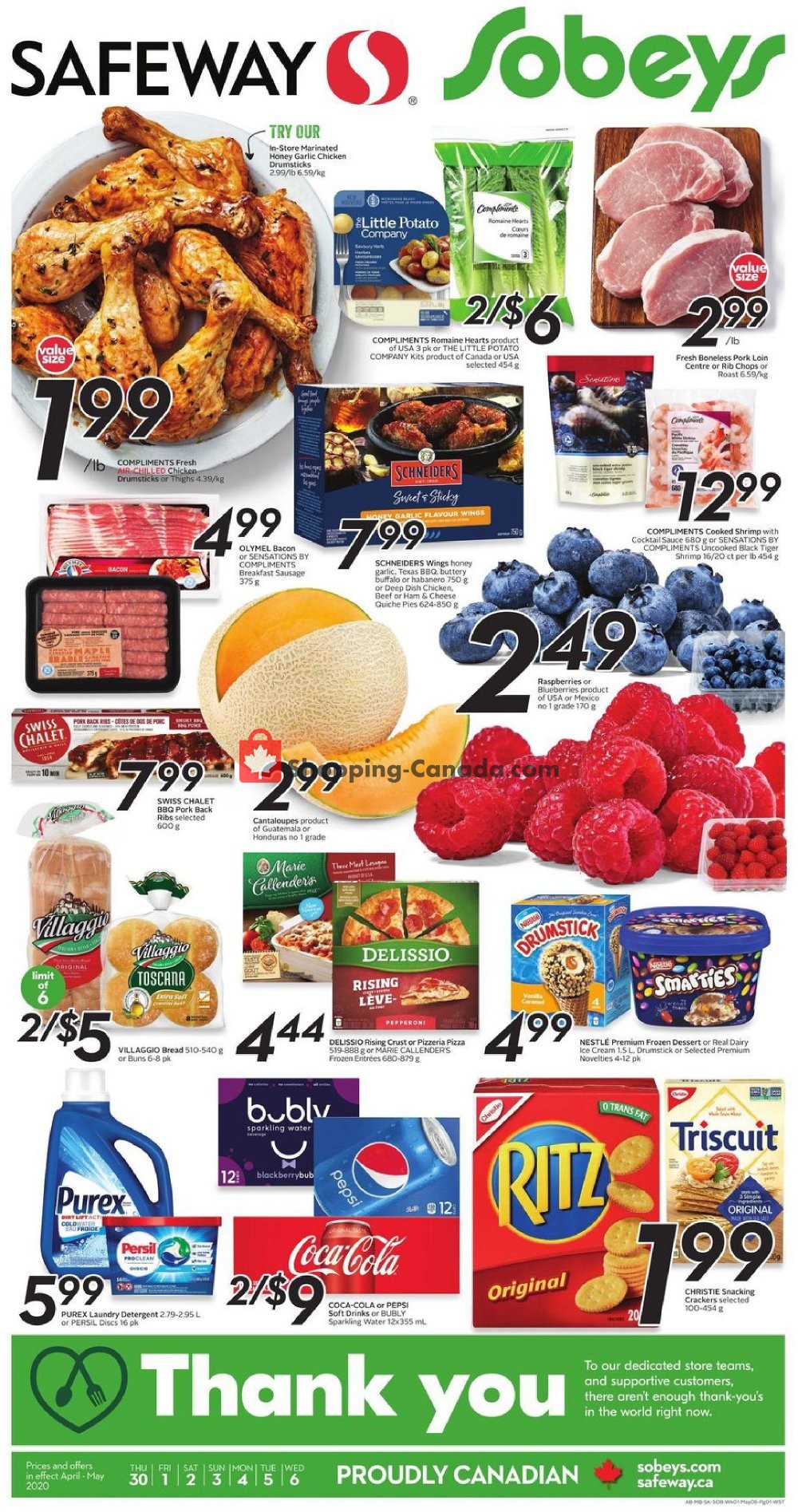 Sobeys flyer from Thursday April 30, 2020 to Wednesday May 6, 2020 - page 1