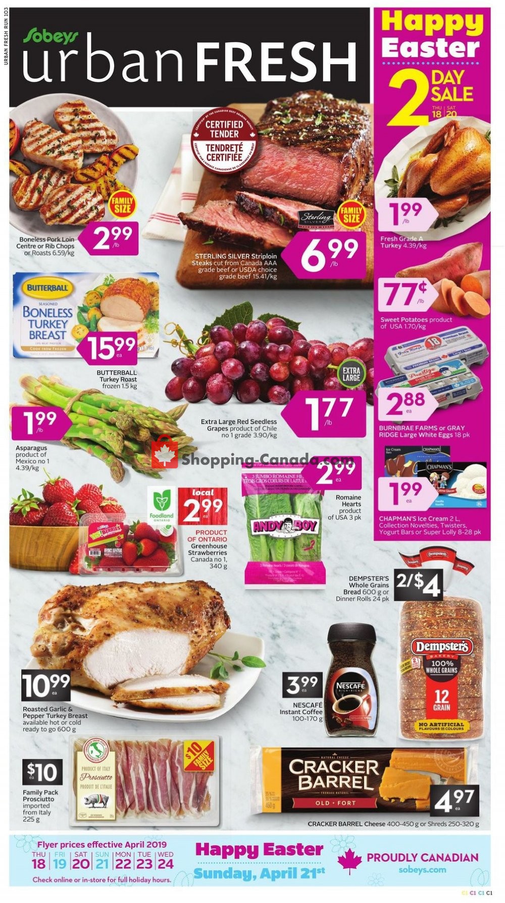 Sobeys flyer from Thursday April 18, 2019 to Wednesday April 24, 2019 - page 1