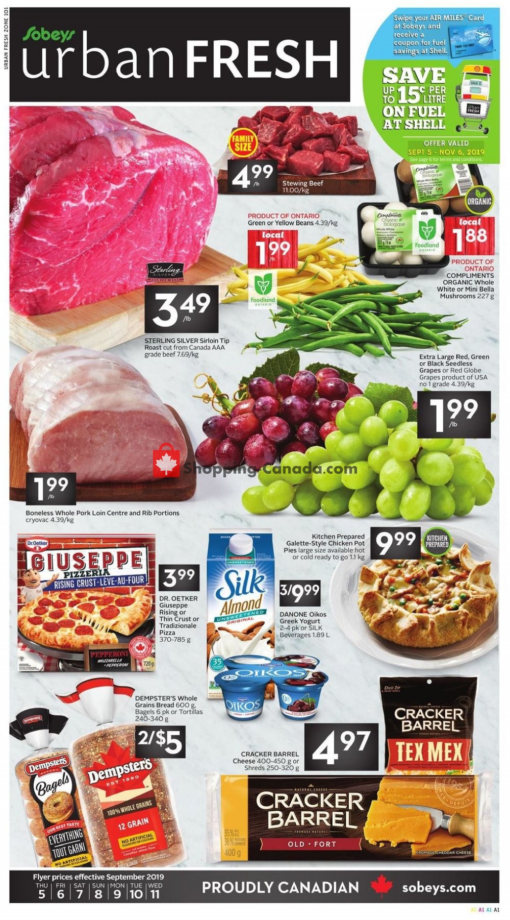 Sobeys flyer from Thursday September 5, 2019 to Wednesday September 11, 2019 - page 1