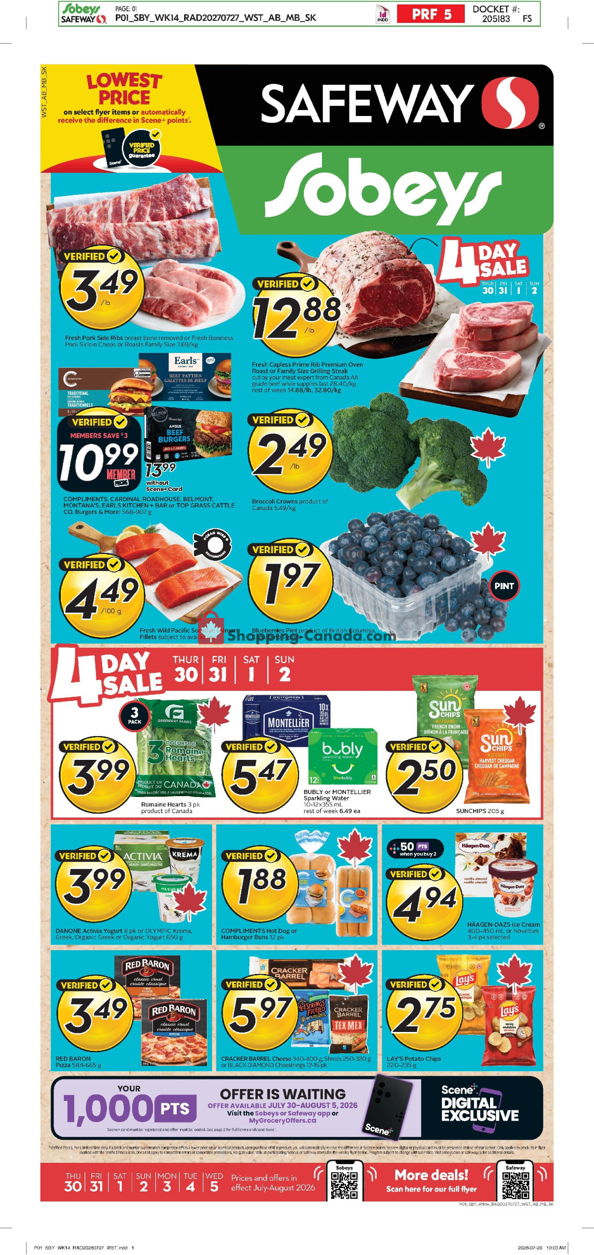 Sobeys flyer from Thursday July 30, 2026 to Wednesday August 5, 2026 - page 1