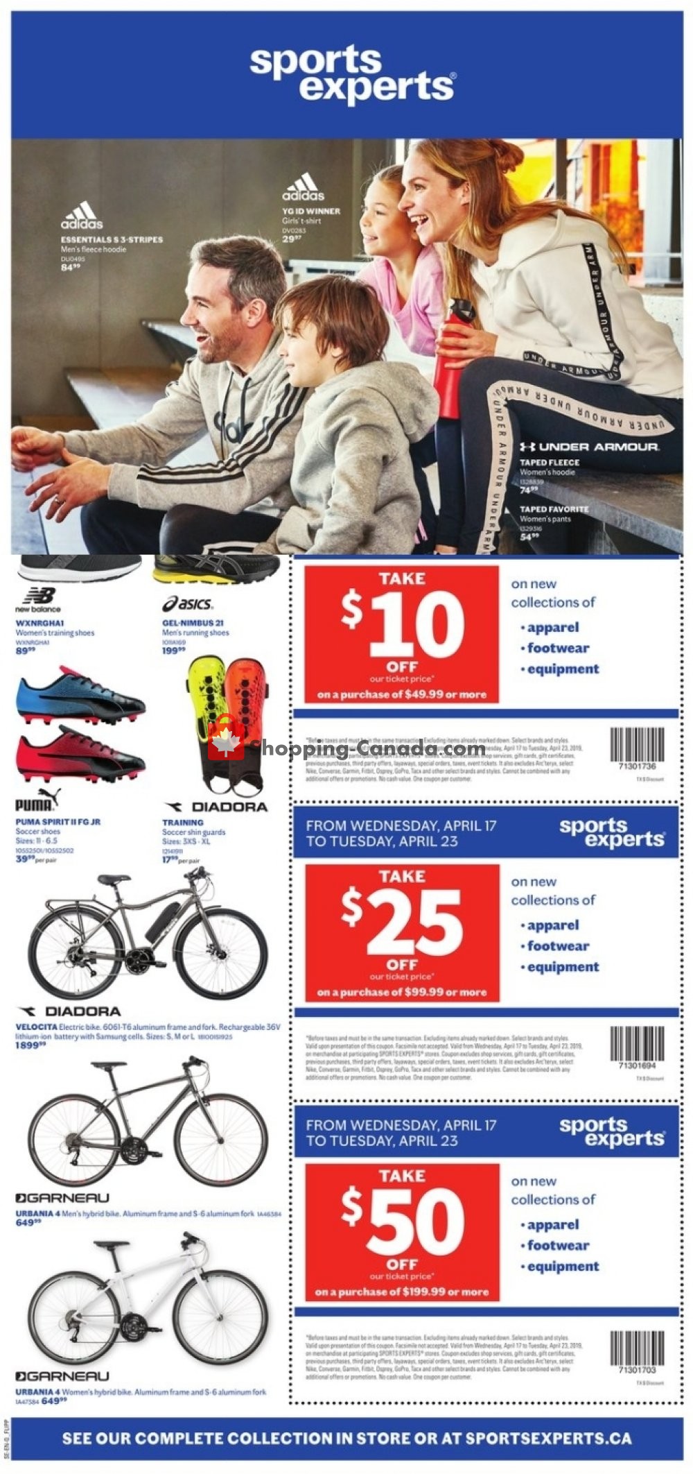 Sports Experts flyer from Wednesday April 17, 2019 to Tuesday April 23, 2019 - page 1