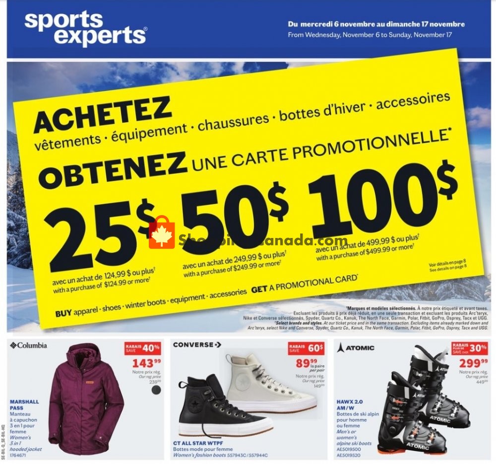 Sports Experts flyer from Wednesday November 6, 2019 to Sunday November 17, 2019 - page 1