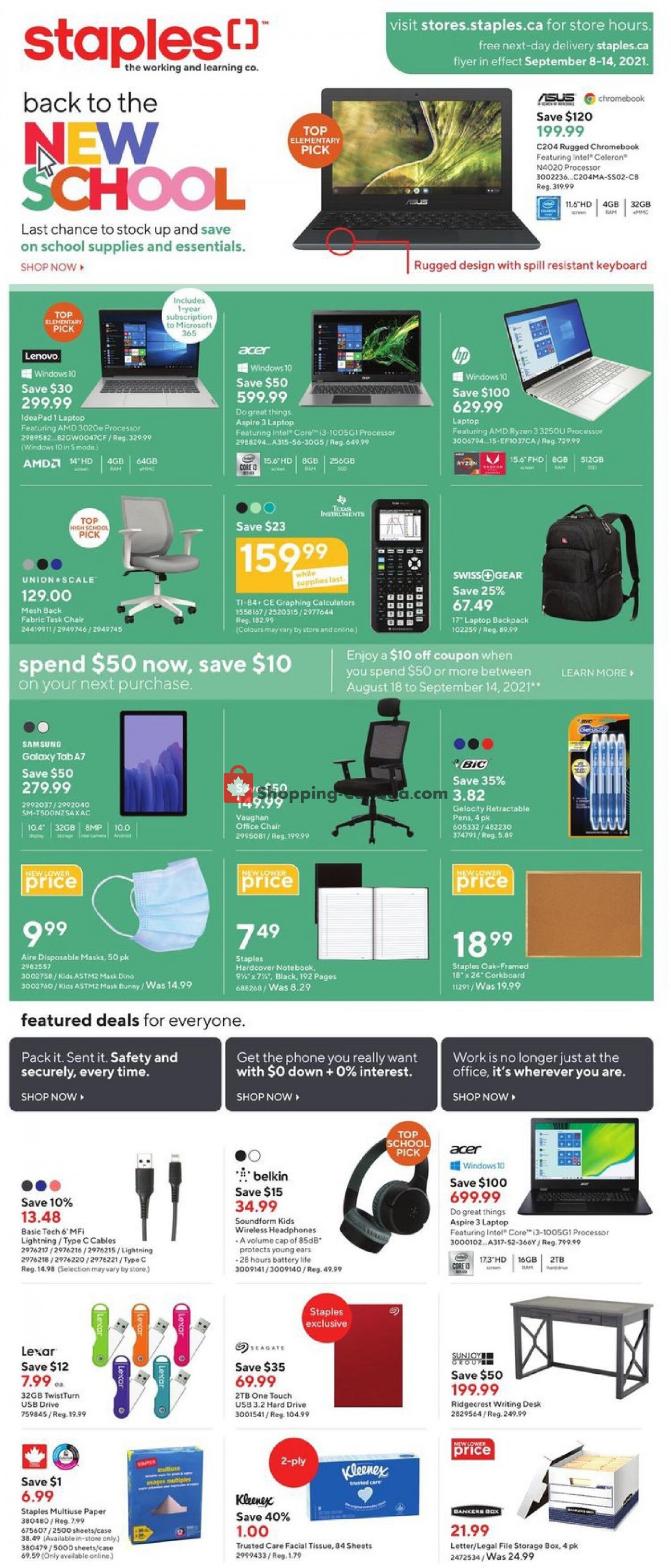 Staples flyer from Wednesday September 8, 2021 to Tuesday September 14, 2021 - page 1