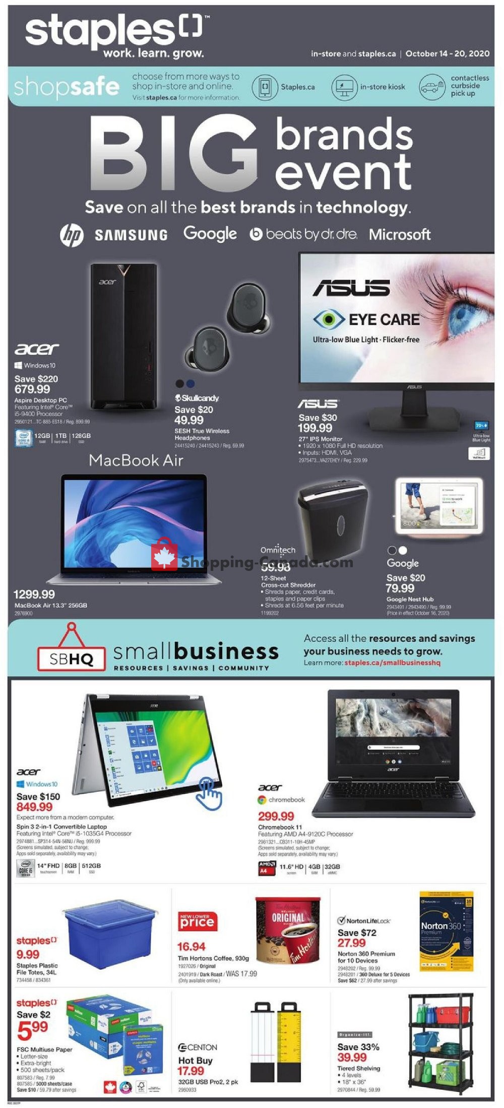 Staples Canada, flyer (Big Brands Event ON) October 14 October