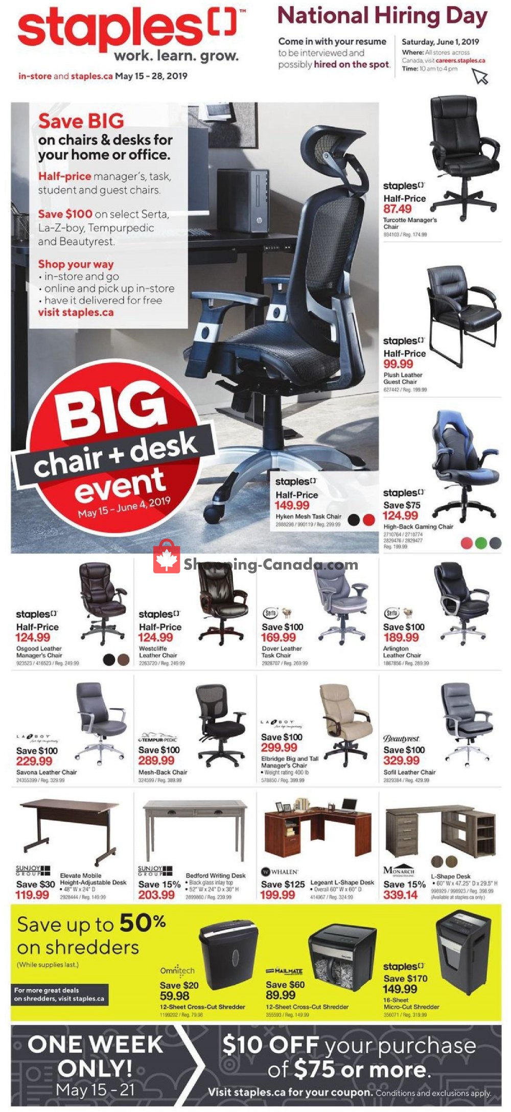 Staples flyer from Wednesday May 15, 2019 to Tuesday May 28, 2019 - page 1