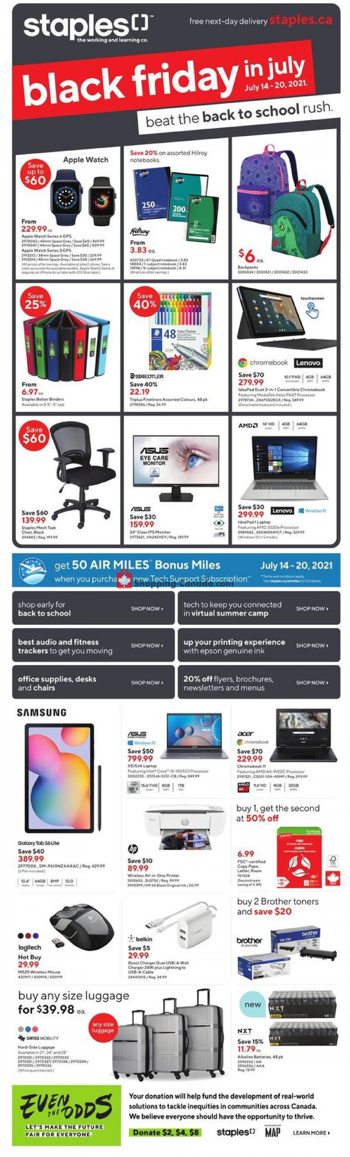 Staples flyer from Wednesday July 14, 2021 to Tuesday July 20, 2021 - page 1