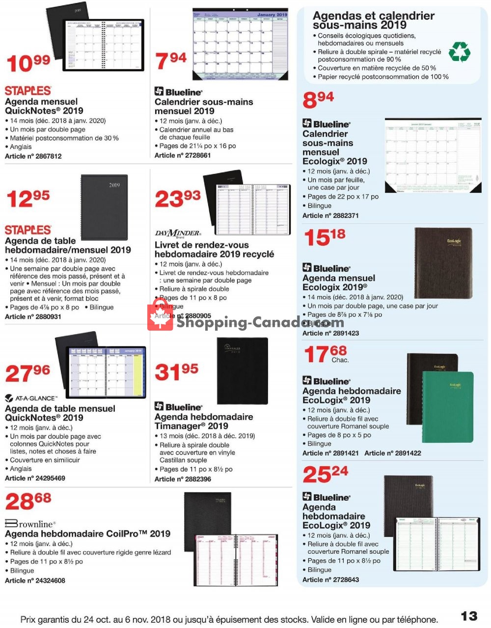 Staples flyer from Wednesday October 24, 2018 to Tuesday November 6, 2018 - page 13