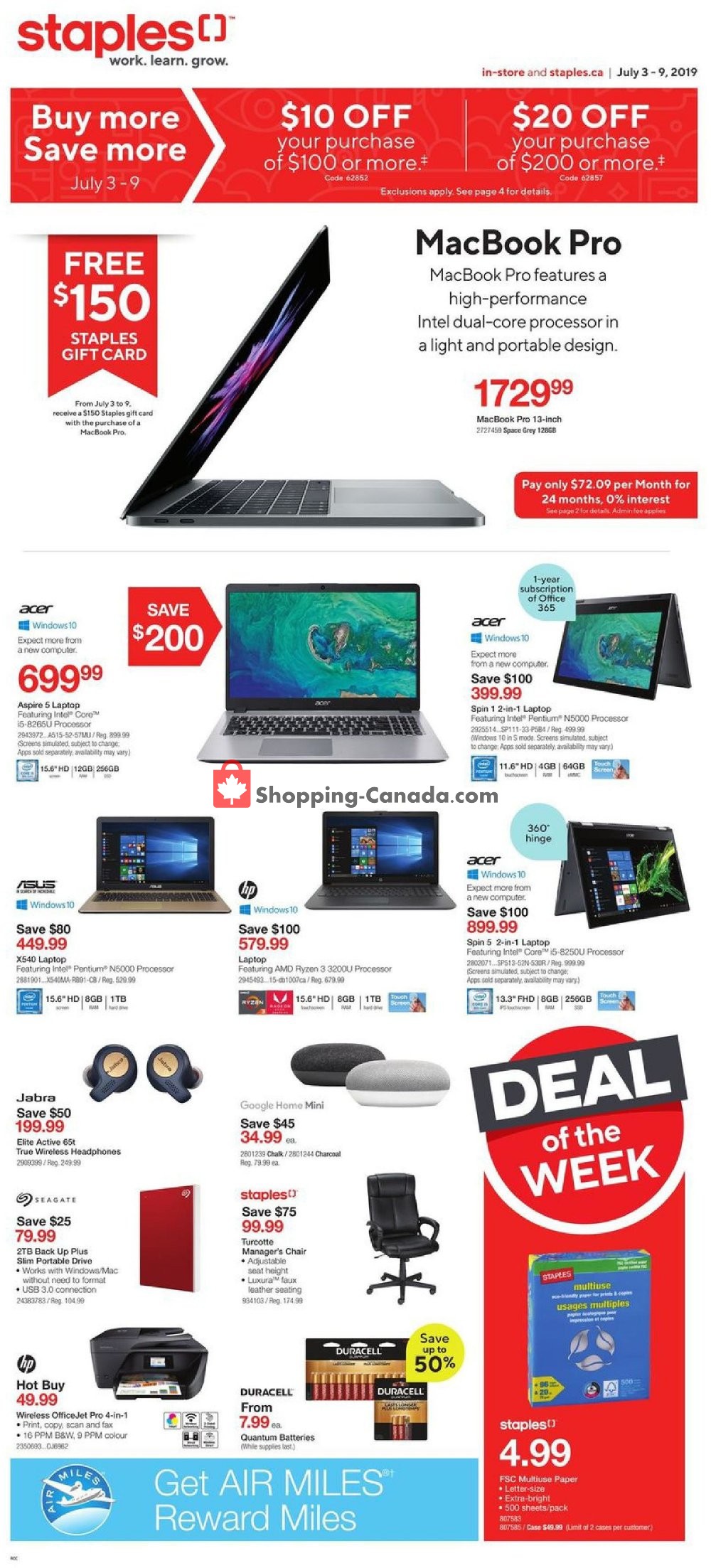 Staples Canada, flyer (Buy More Save More ON) July 3 July 9