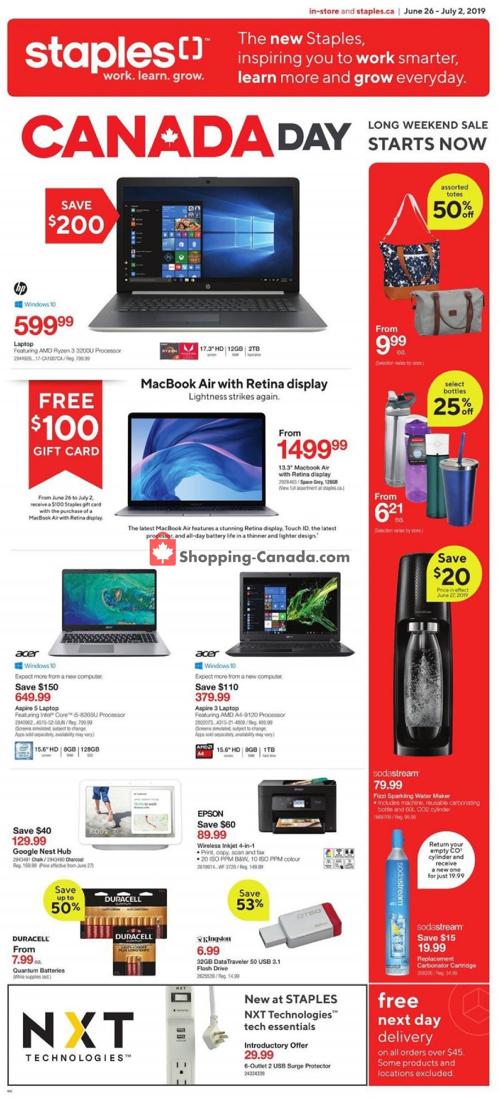 Staples Canada, flyer (Canada Day ON) June 26 July 2, 2019
