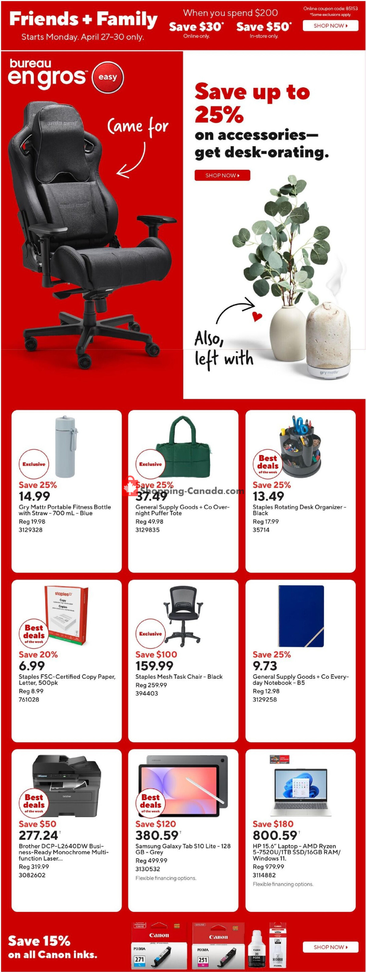 Staples flyer from Friday April 24, 2026 to Thursday April 30, 2026 - page 1