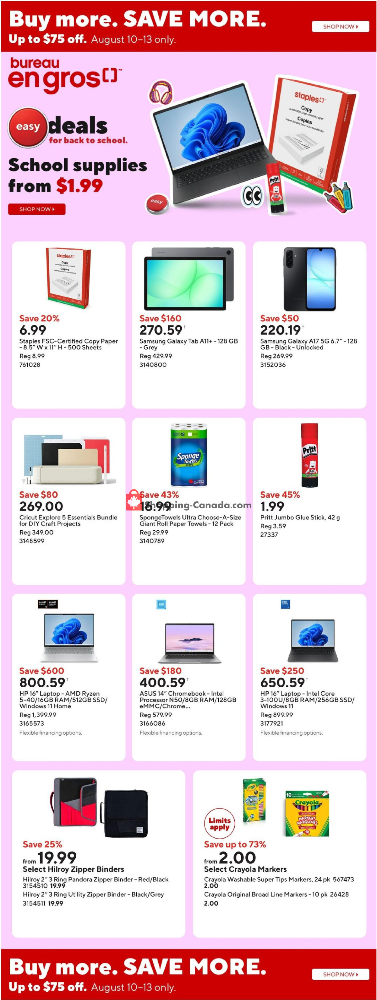 Staples flyer from Friday August 7, 2026 to Thursday August 13, 2026 - page 1