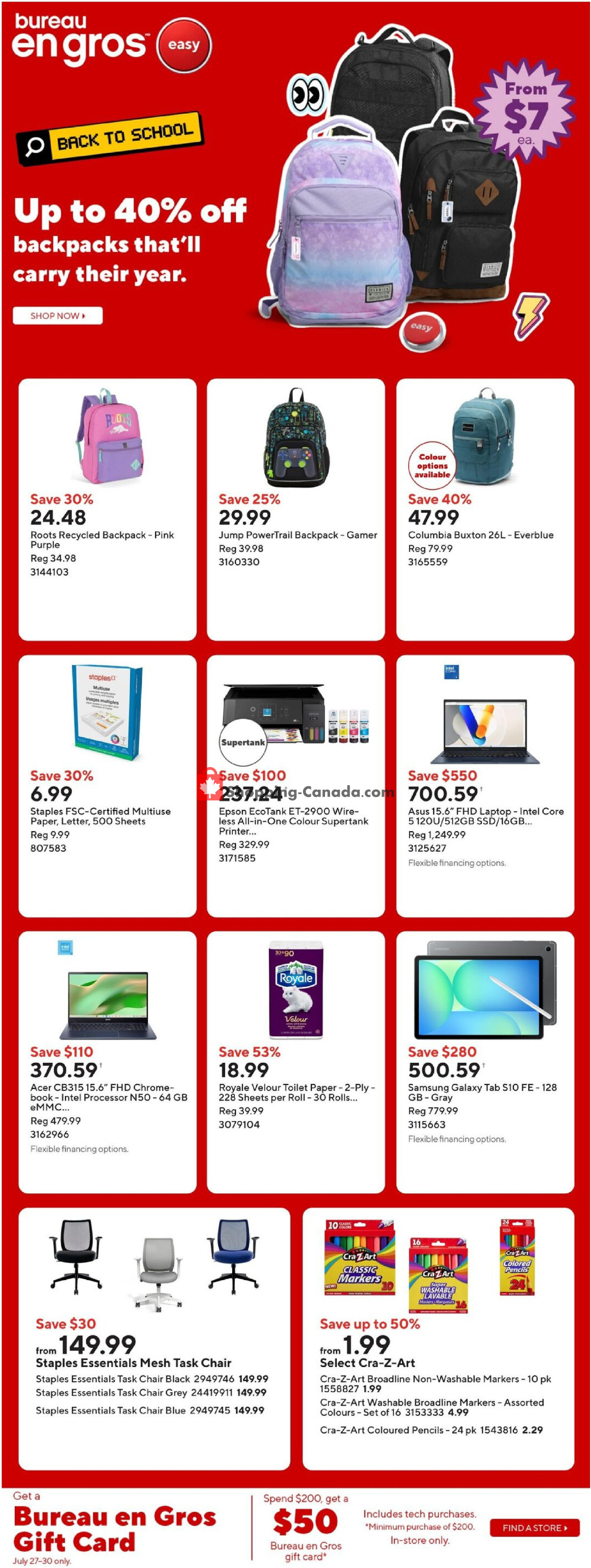 Staples flyer from Friday July 24, 2026 to Thursday July 30, 2026 - page 1