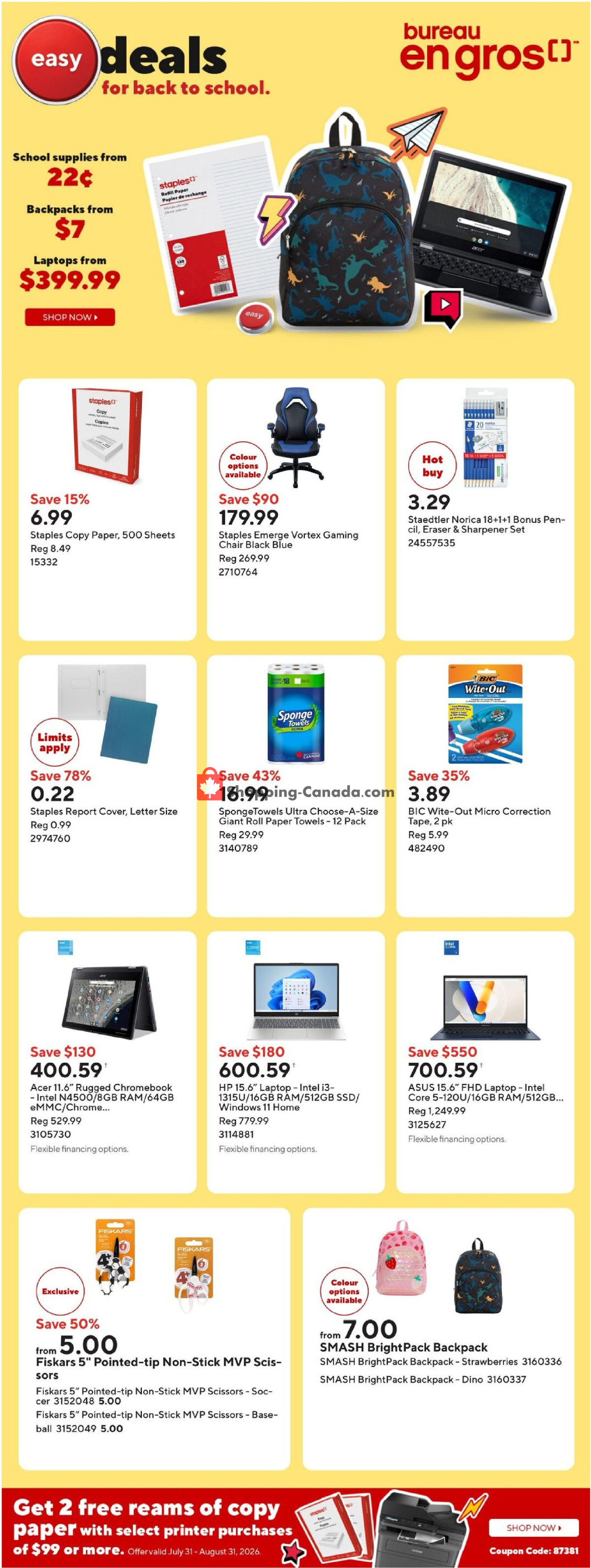 Staples flyer from Friday July 31, 2026 to Thursday August 6, 2026 - page 1