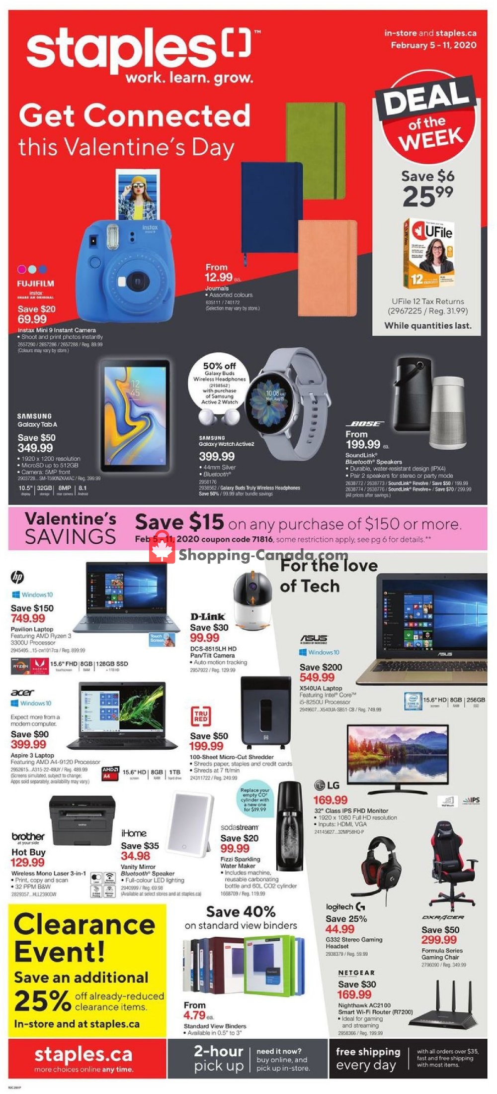 Staples flyer from Wednesday February 5, 2020 to Tuesday February 11, 2020 - page 1