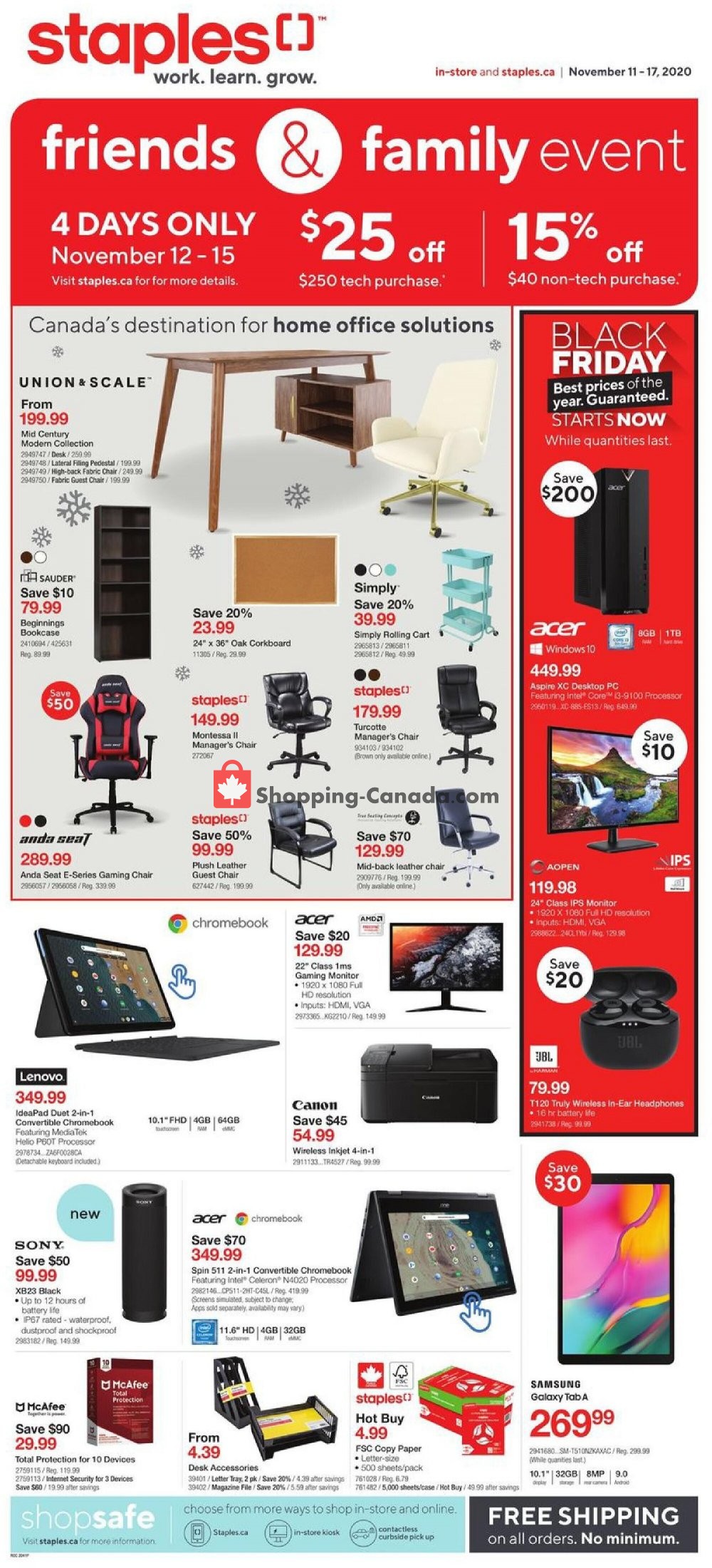 Staples Canada, flyer (Friends And Family Event West) November 11 November 17, 2020