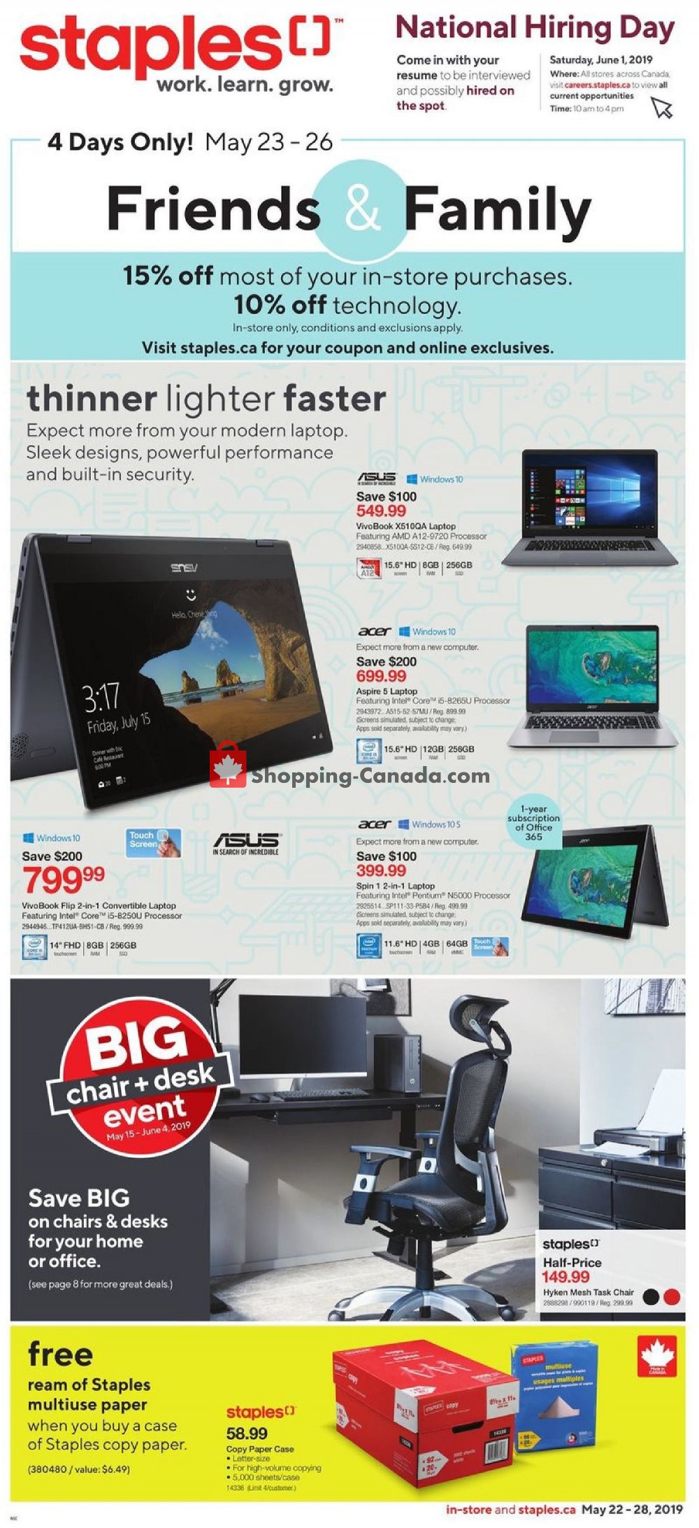 Staples Canada, flyer (Friends And Family ON) May 22 May 28