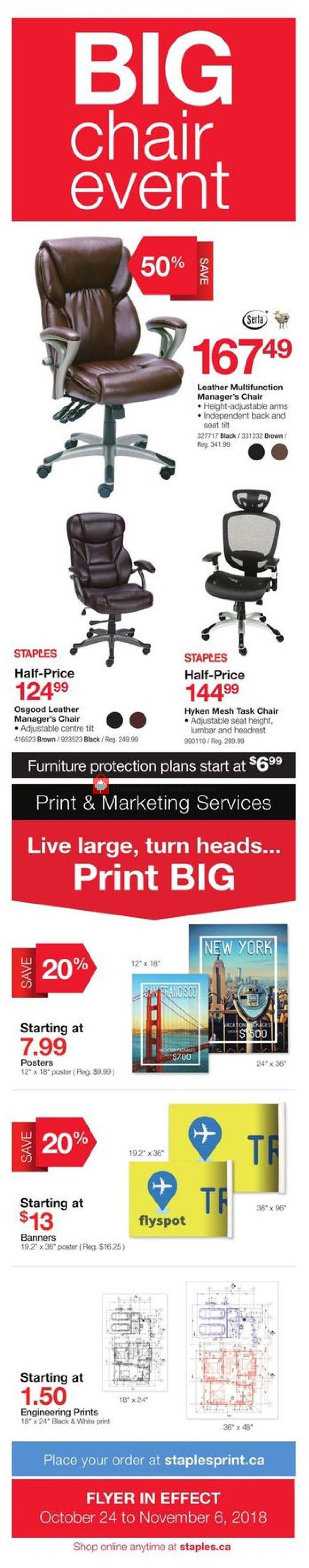 Staples flyer from Wednesday October 24, 2018 to Tuesday November 6, 2018 - page 1