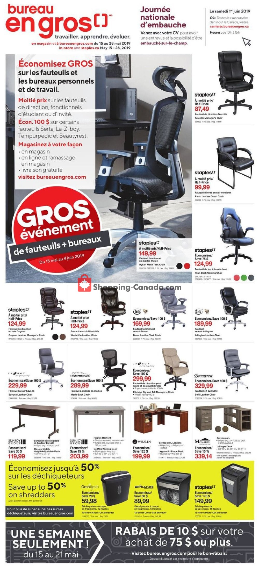 Staples flyer from Wednesday May 15, 2019 to Tuesday May 28, 2019 - page 1