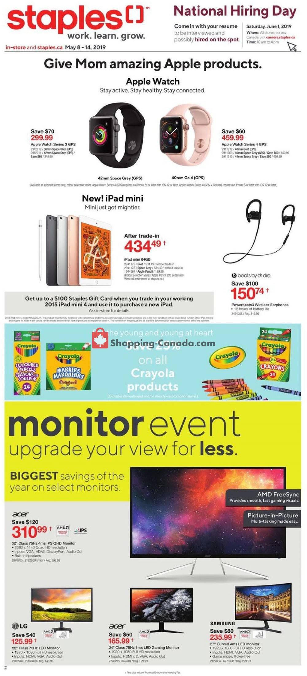 Staples flyer from Wednesday May 8, 2019 to Tuesday May 14, 2019 - page 1