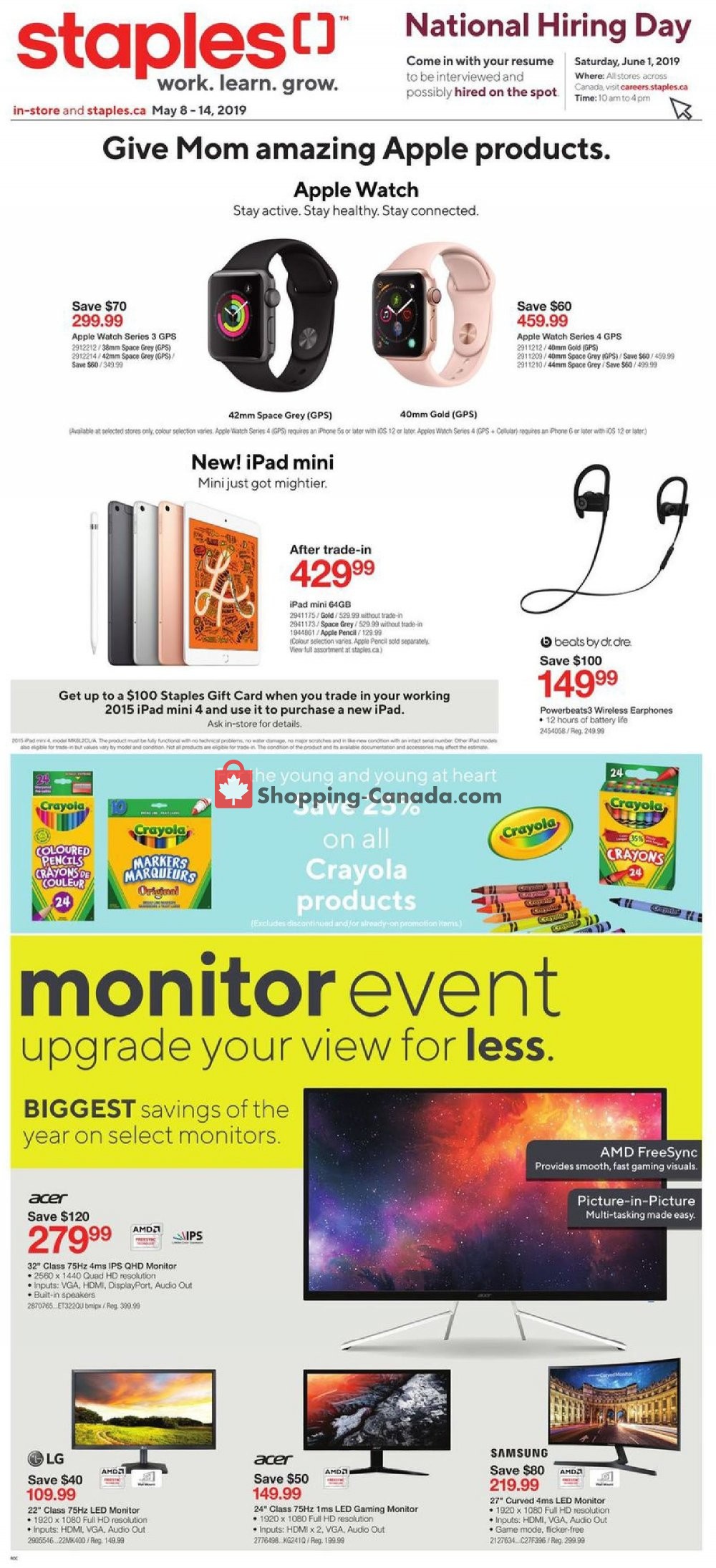 Staples flyer from Wednesday May 8, 2019 to Tuesday May 14, 2019 - page 1