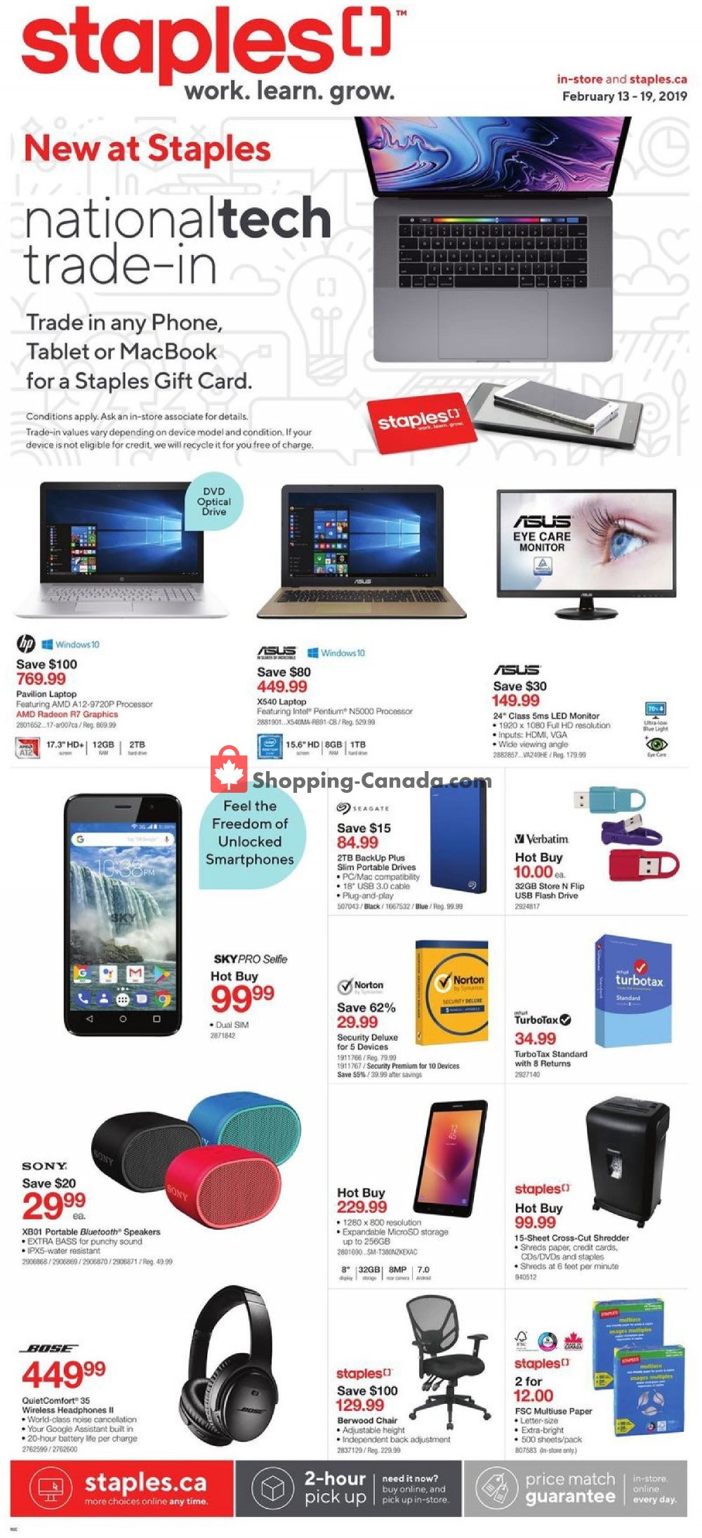 Staples Canada, flyer (National Tech Trade ON and West) February 13 February 19, 2019