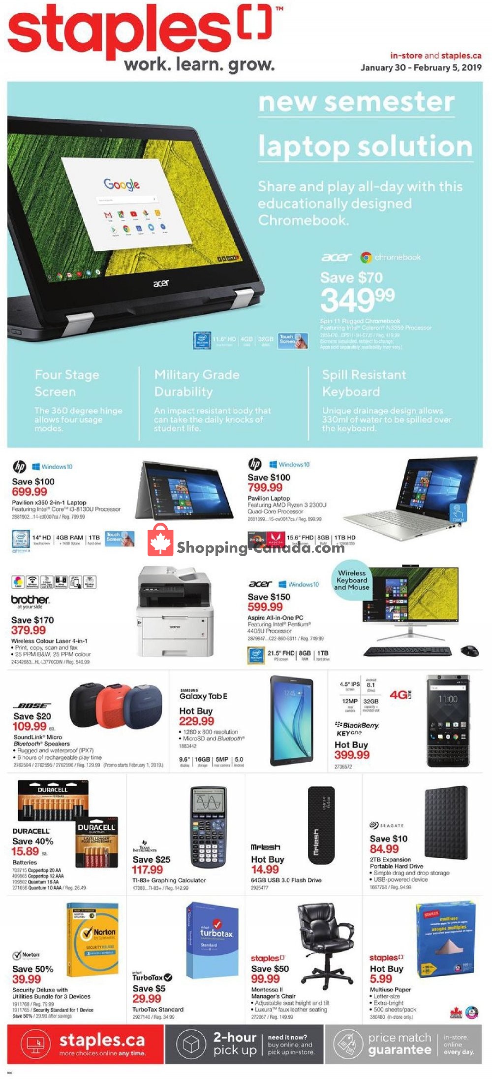 Staples flyer from Wednesday January 30, 2019 to Tuesday February 5, 2019 - page 1