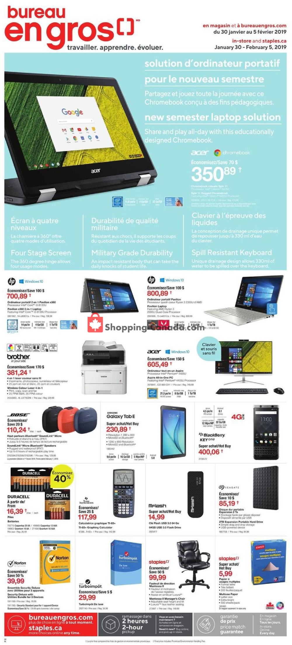Staples flyer from Wednesday January 30, 2019 to Tuesday February 5, 2019 - page 1