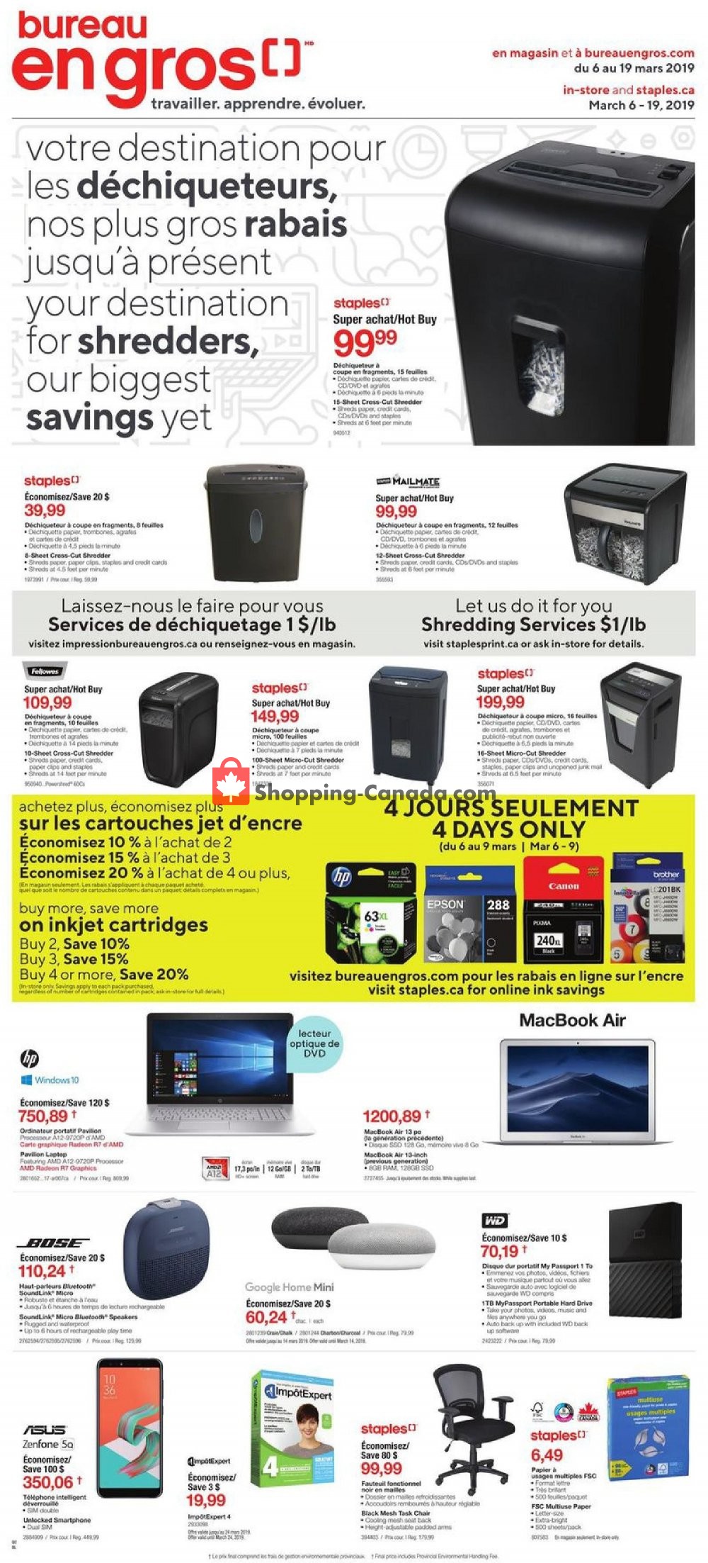 Staples flyer from Wednesday March 6, 2019 to Tuesday March 19, 2019 - page 1