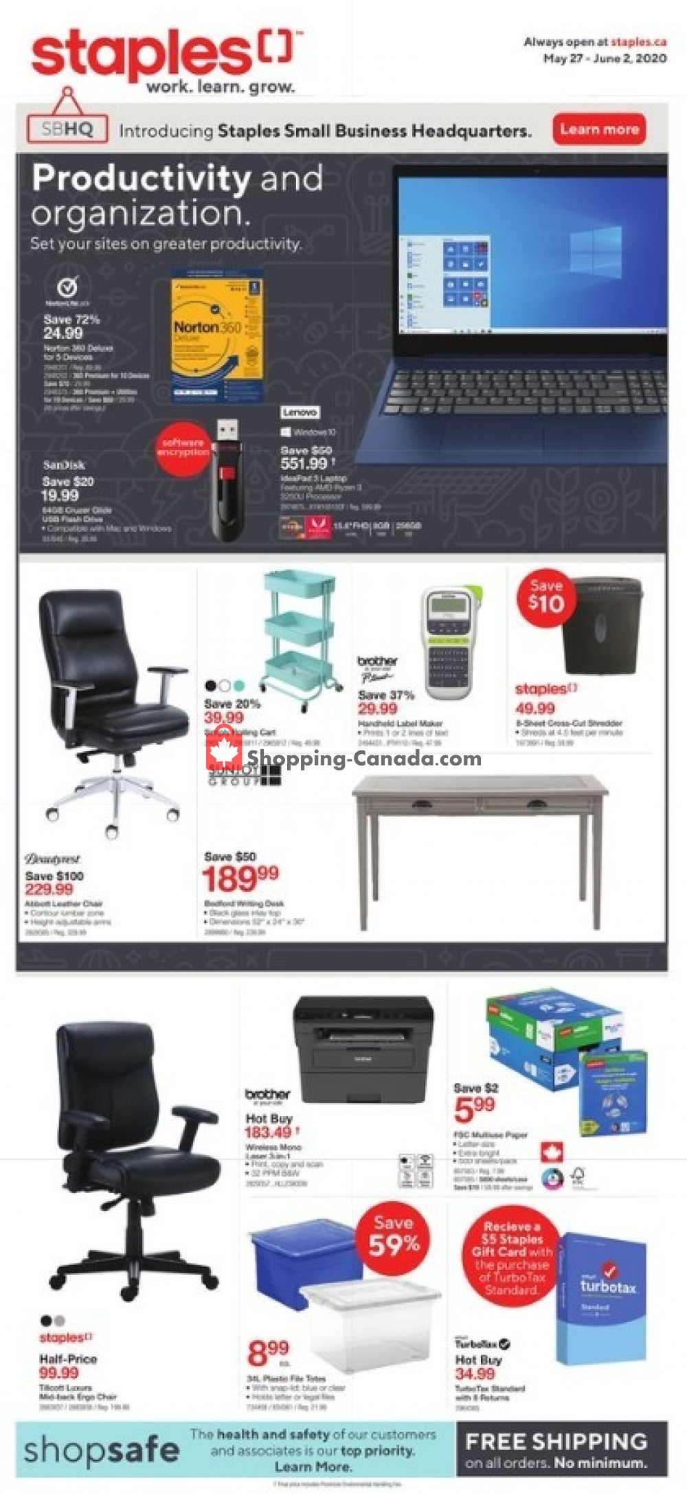 Staples flyer from Wednesday May 27, 2020 to Tuesday June 2, 2020 - page 1