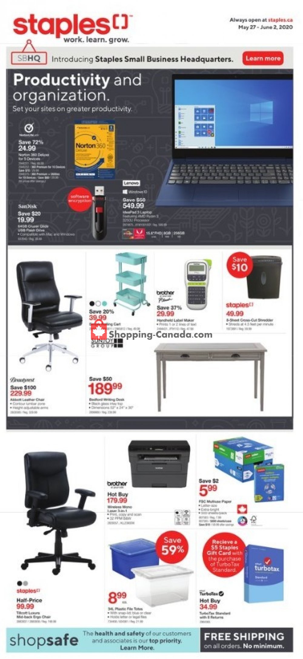 Staples flyer from Wednesday May 27, 2020 to Tuesday June 2, 2020 - page 1