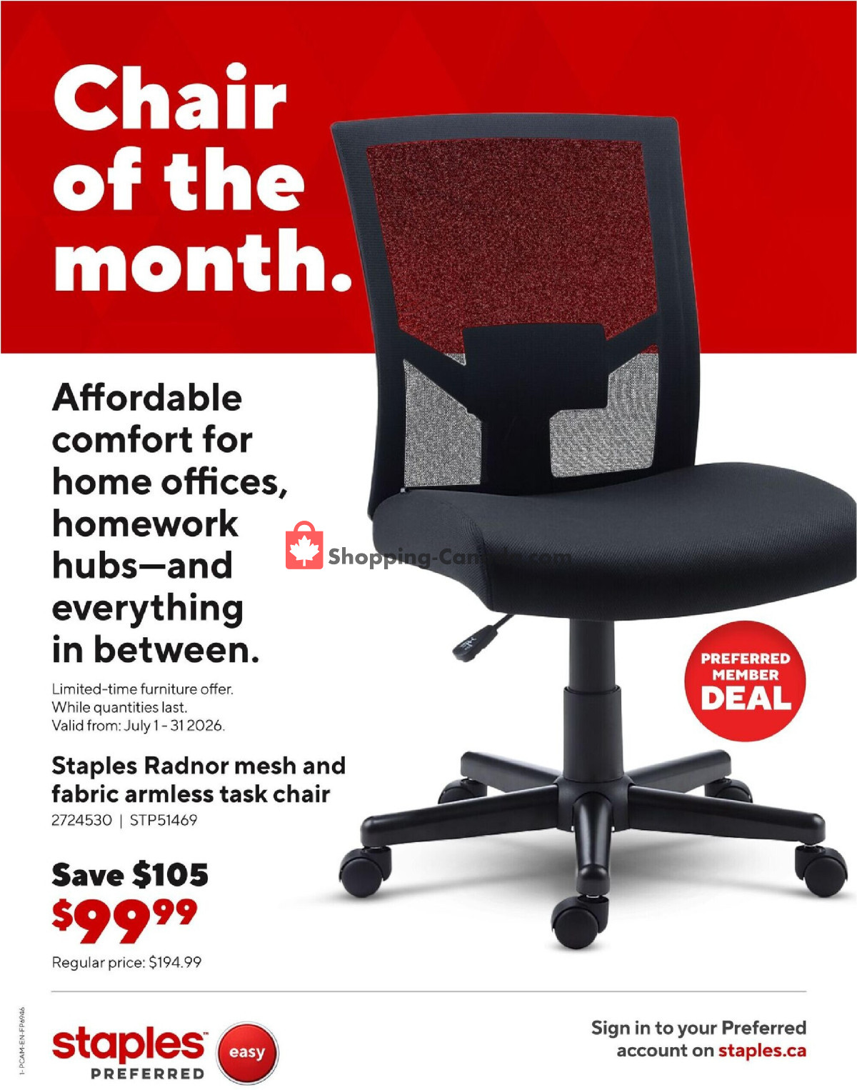 Staples flyer from Friday July 3, 2026 to Friday July 31, 2026 - page 1