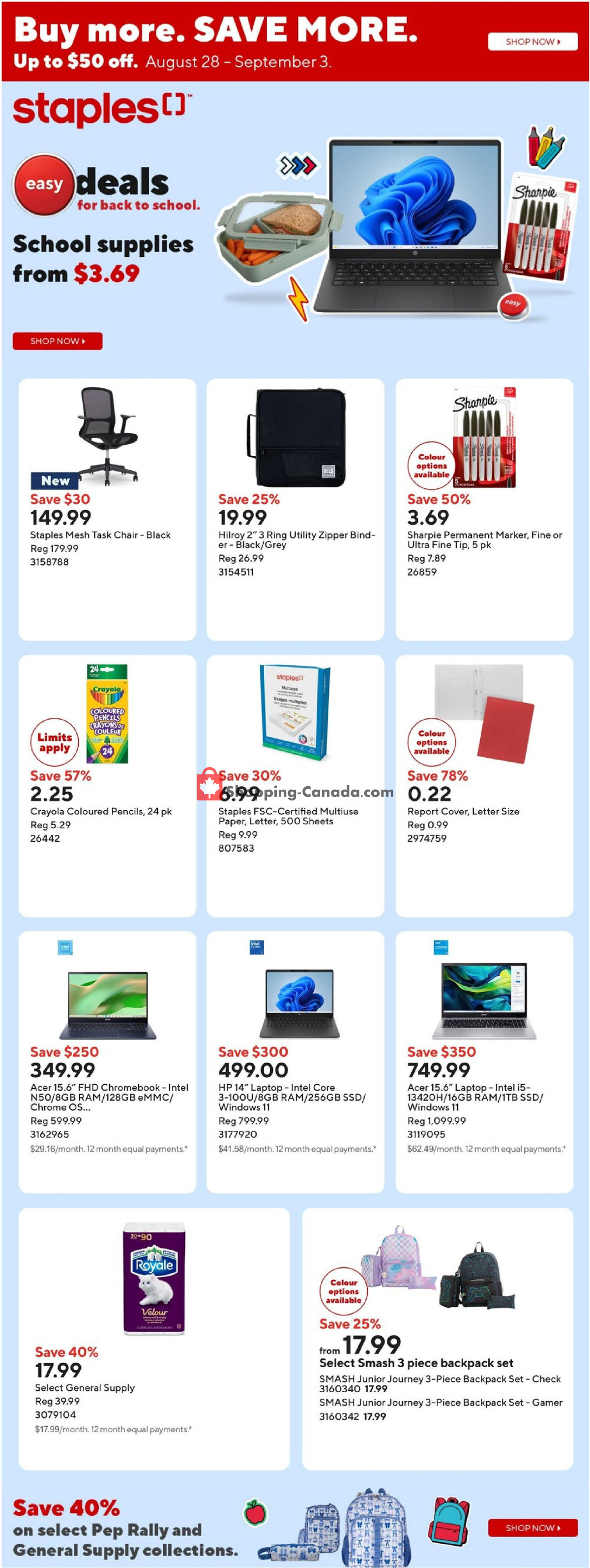 Staples flyer from Friday August 28, 2026 to Thursday September 3, 2026 - page 1