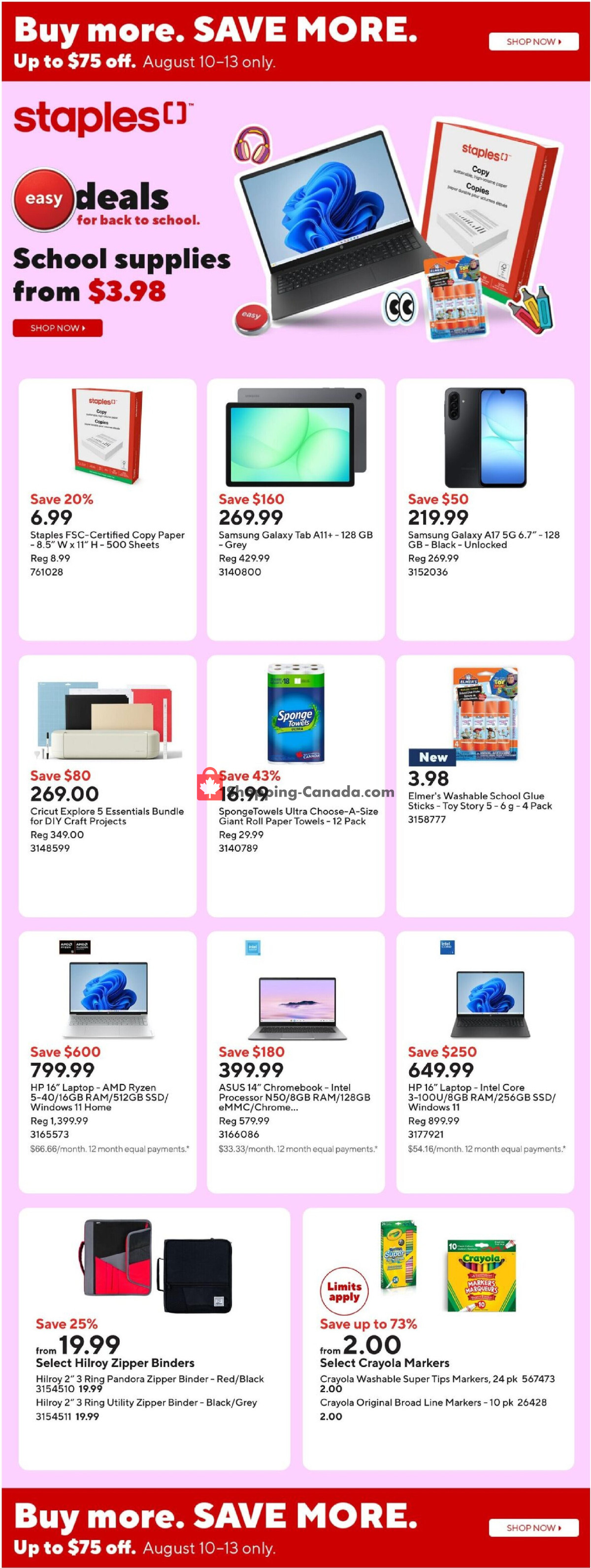 Staples flyer from Friday August 7, 2026 to Thursday August 13, 2026 - page 1