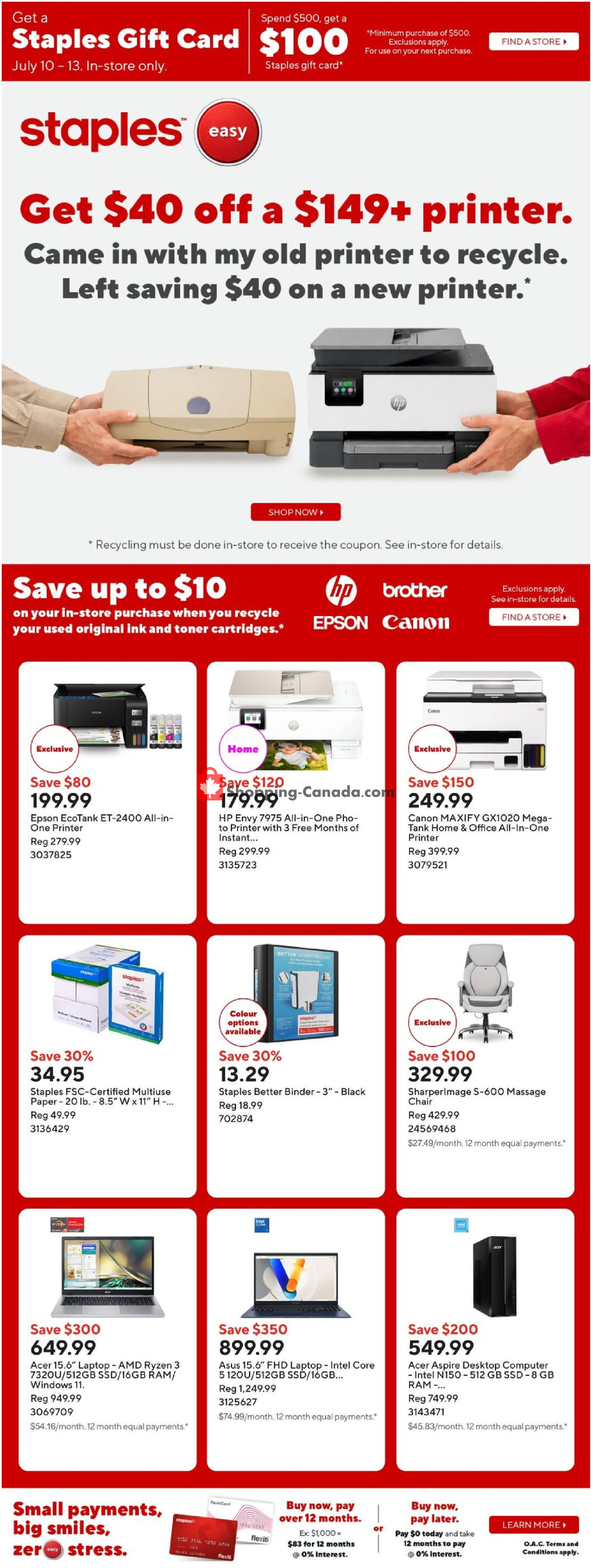 Staples flyer from Friday July 10, 2026 to Thursday July 16, 2026 - page 1