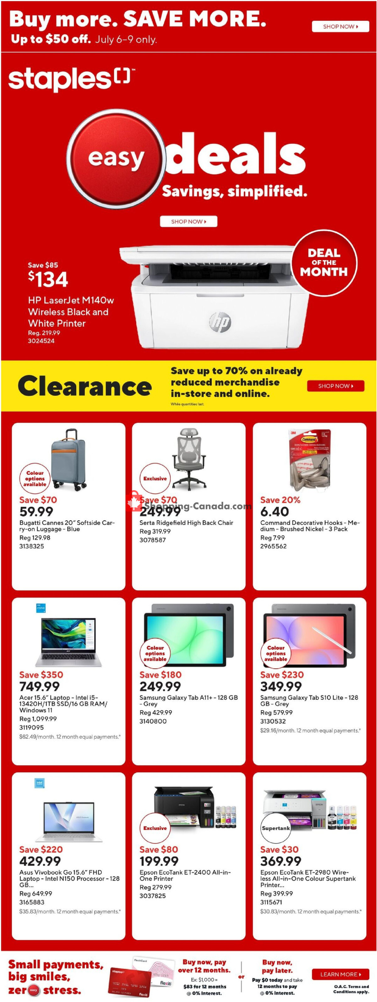 Staples flyer from Friday July 3, 2026 to Thursday July 9, 2026 - page 1